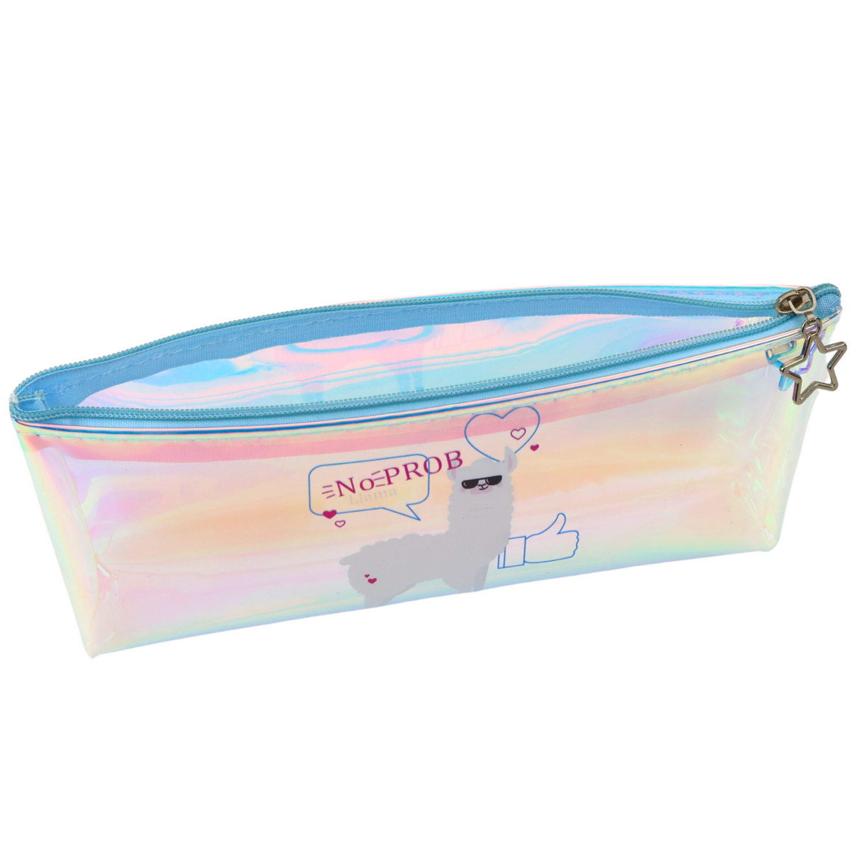 Cás Peann luaidhe Scoile Leanaí Holographic Le Lama Blue 21x6cm