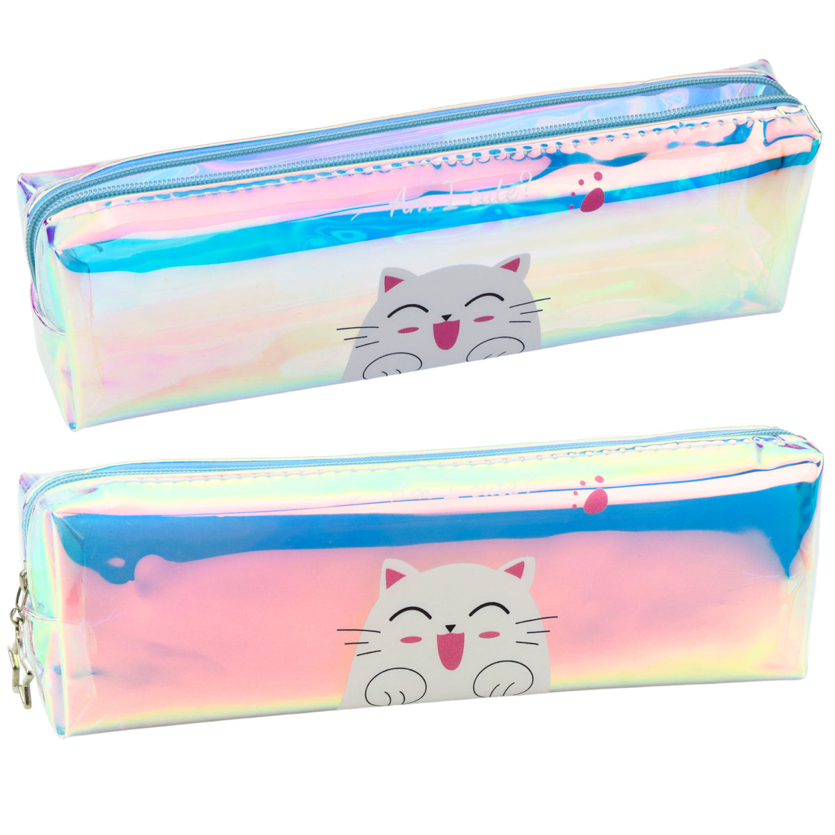 Cás Peann luaidhe Scoile Leanaí Holographic Le Cat Gorm 21x6cm
