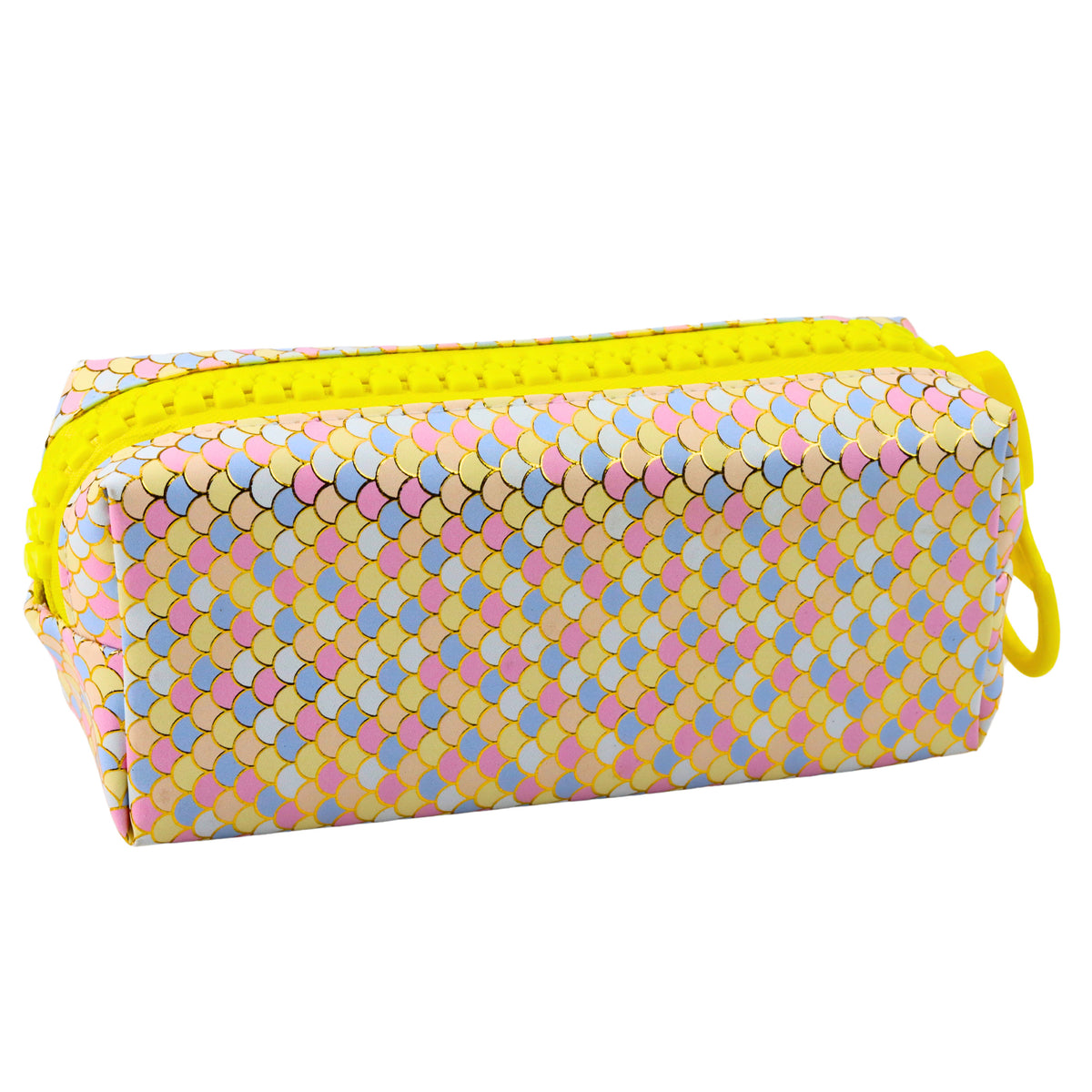 School Pencil Case Organizer Mermaid Scales Pattern Large Colorful Zipper 21x8cm