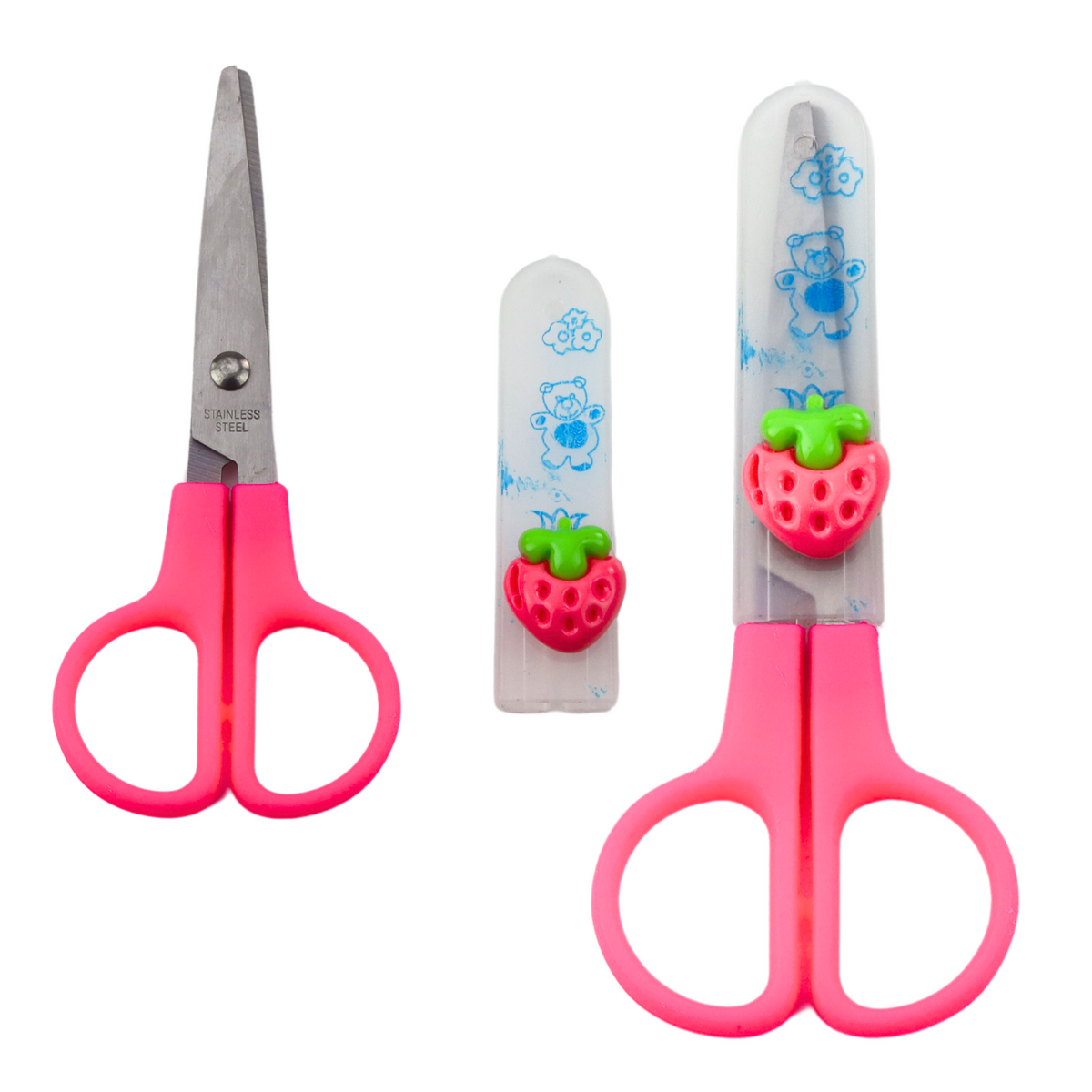Two-handed School Scissors With Safety Cap Mix 12cm