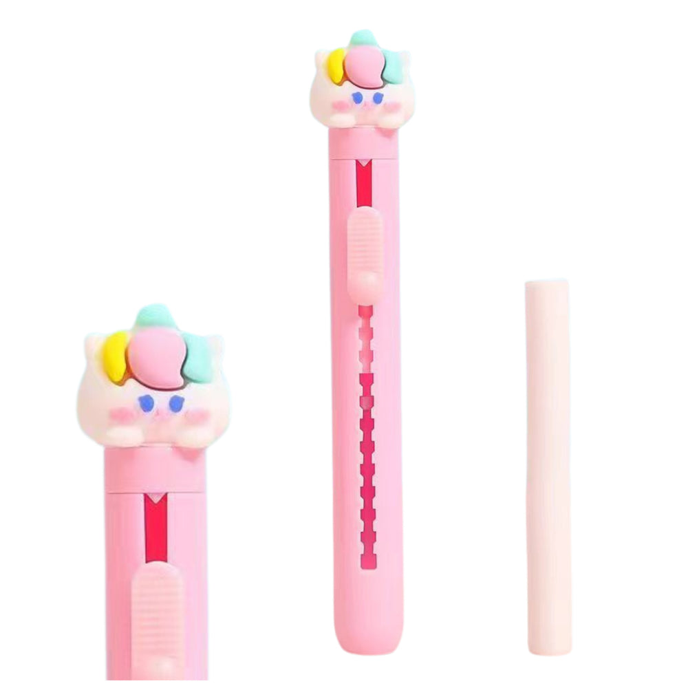 Ausziehbarer Radierstift mit Katzenfigur in Blau und Rosa