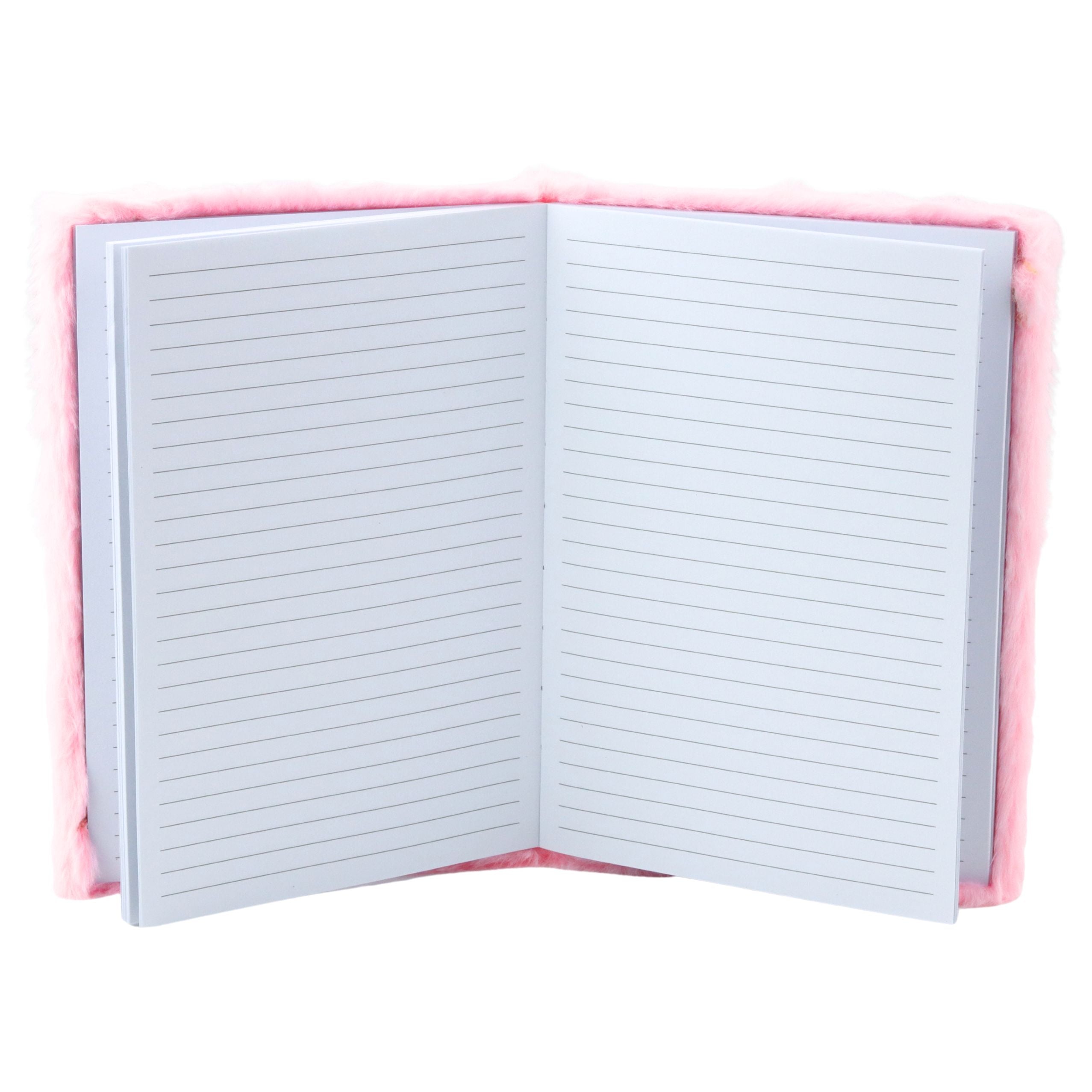 Plush Notebook Notebook Lined Crystal Hearts Pink A5 80 Sheets