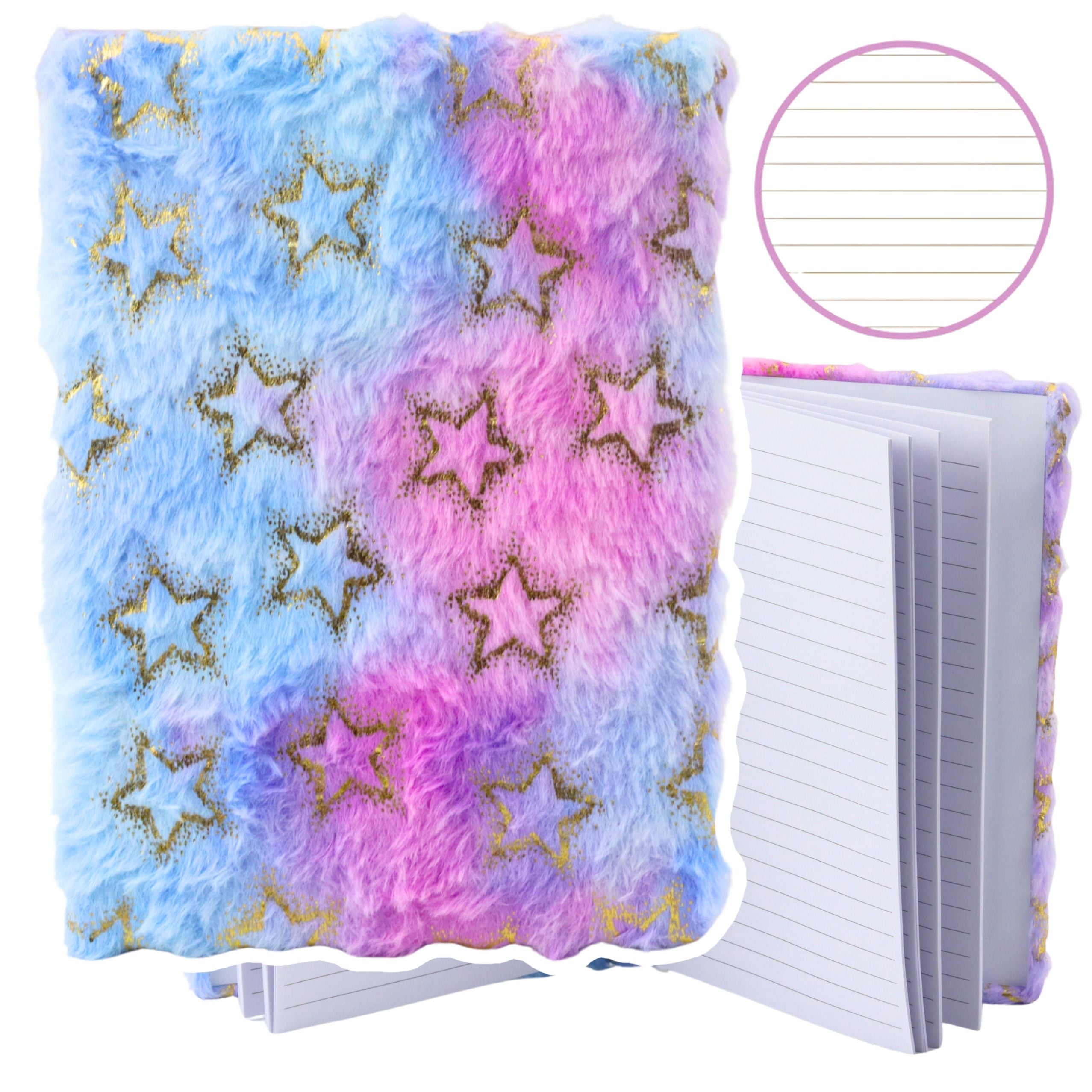 Plush Notebook Notebook Lined Gold Stars Pastel A5 80 Sheets