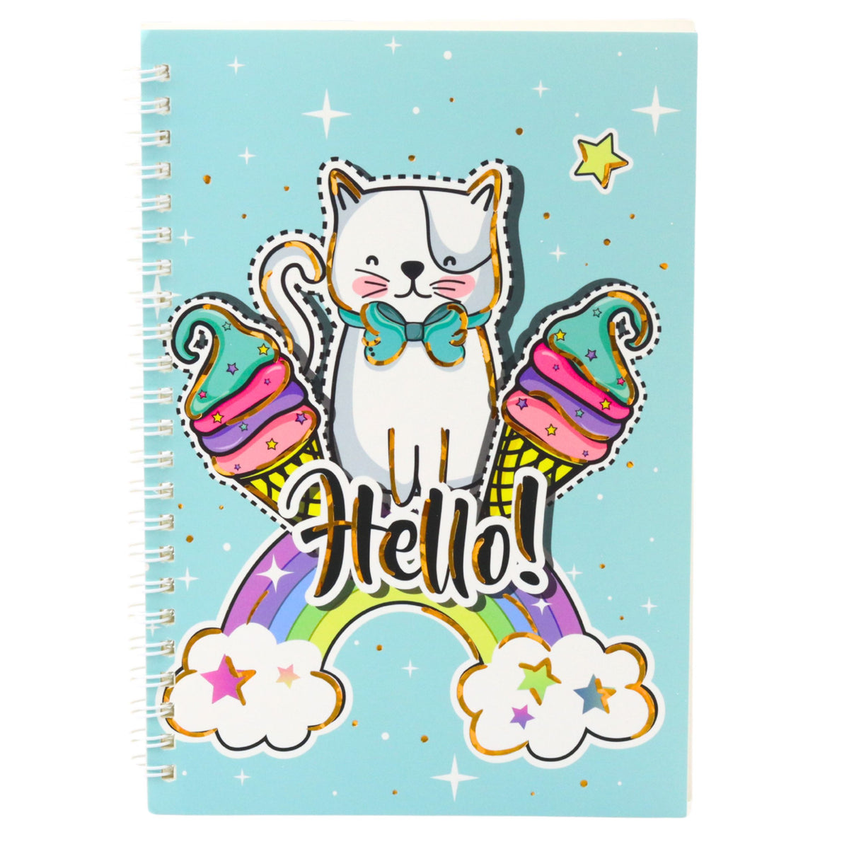 Notebook Notebook bélelt macska unikornis fagylalt szivárvány türkiz A5 60 lap