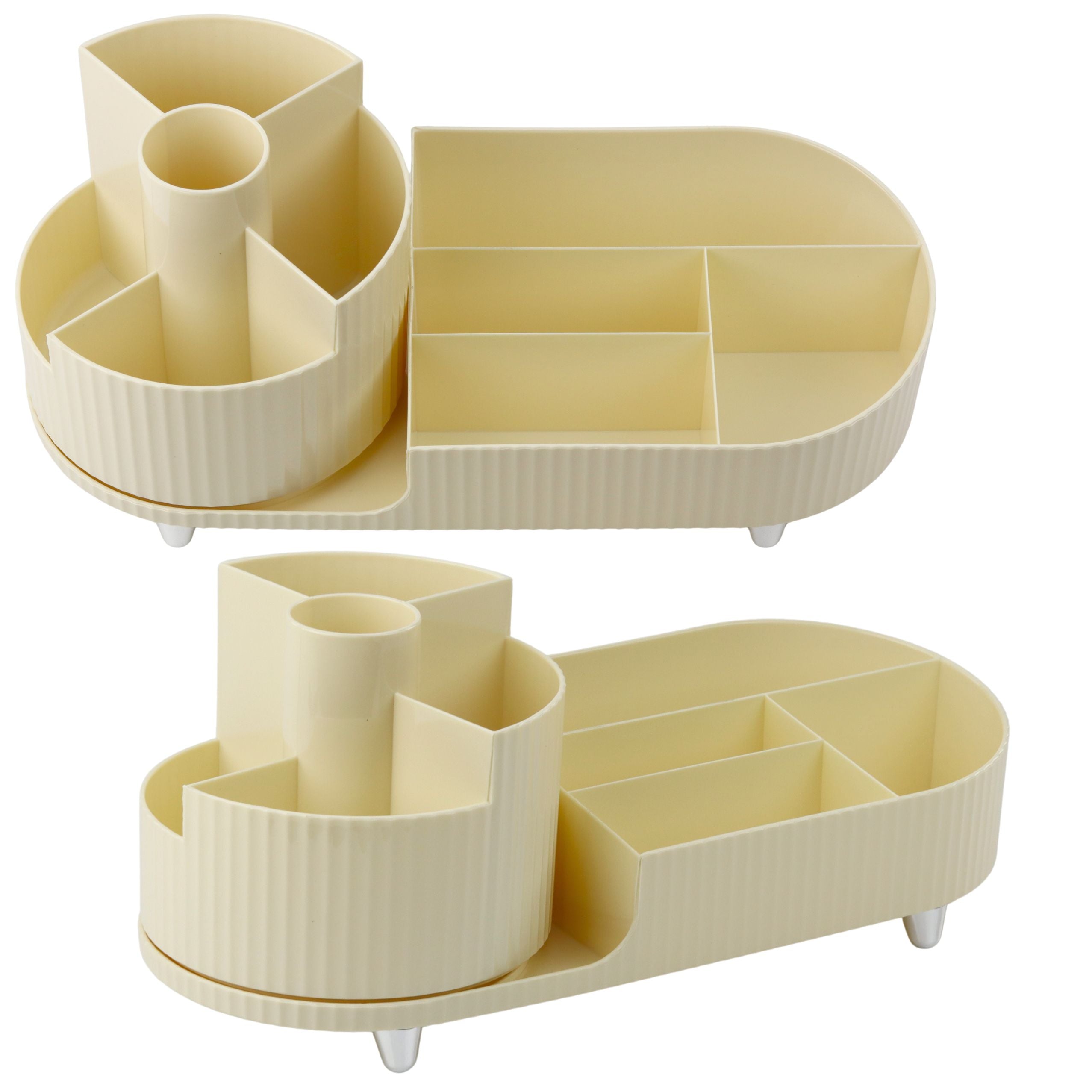 Multifunctional Organizer For Cosmetics Rotating Roomy Beige