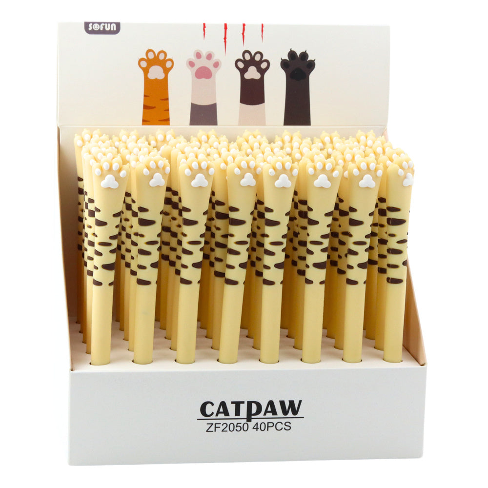 Cat Paw Gel Pen Blue Ink Cap Stripes Yellow 16.5cm