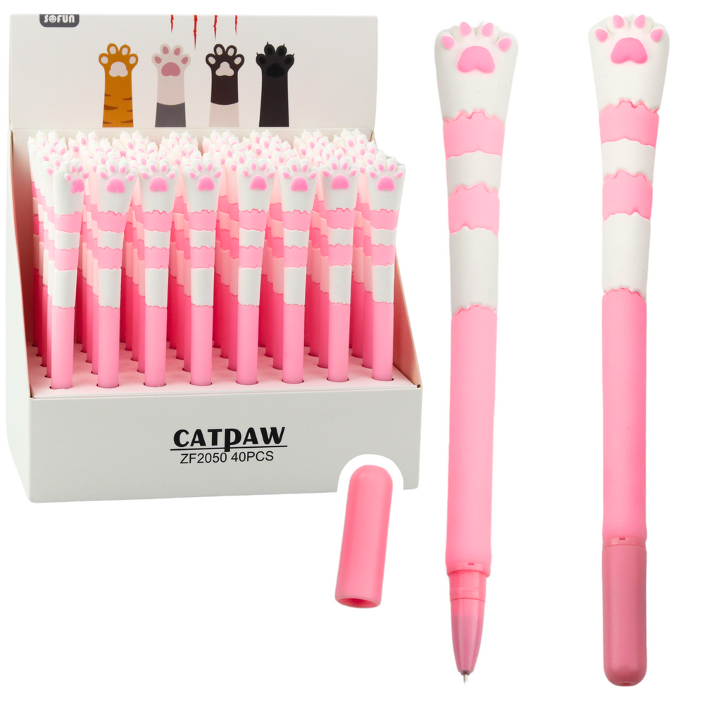 Cat Paw Gel Pen Blue Ink Pink Cap 16.5cm