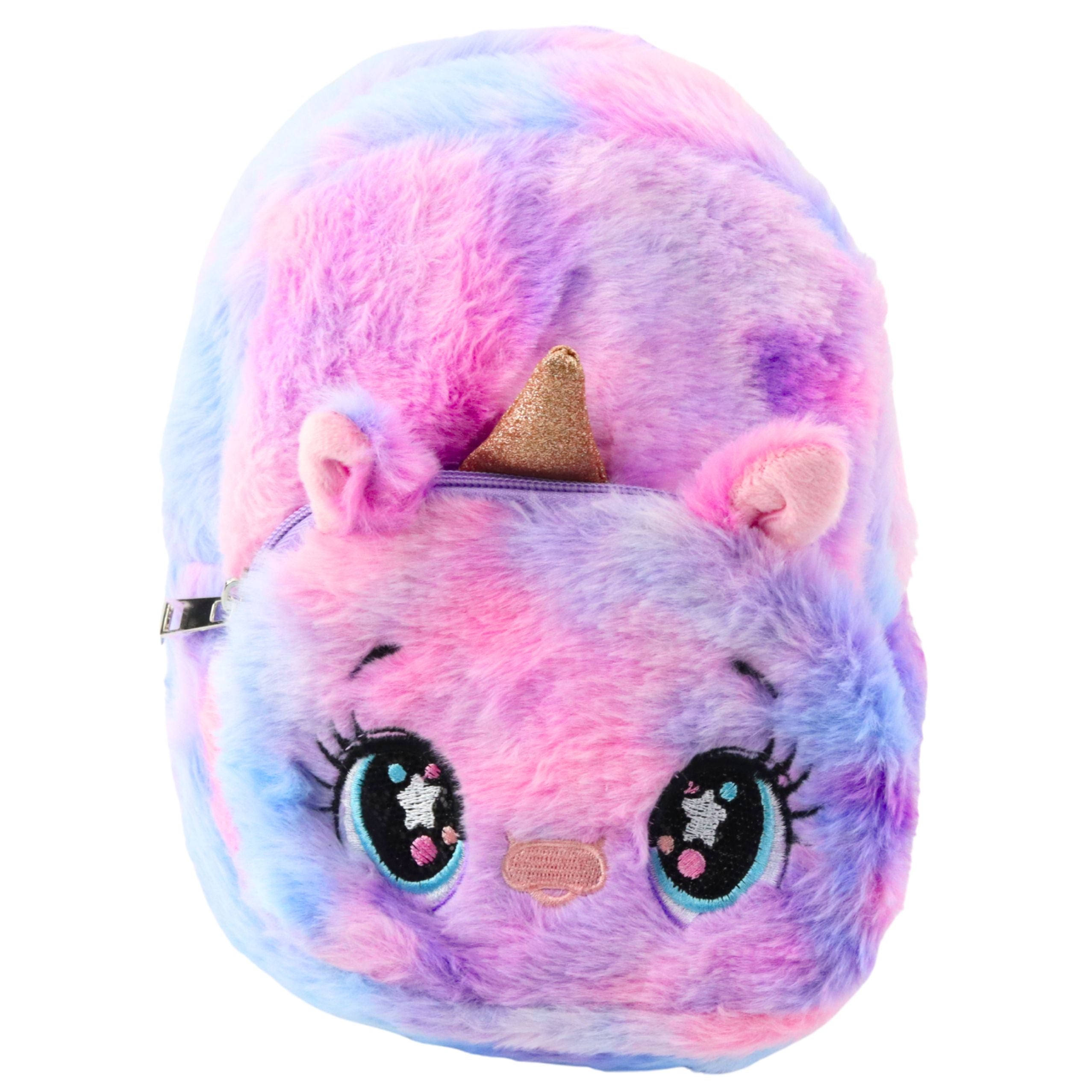 Backpack Plush Unicorn Leanaí Pastel Gorm Agus Pink 20cm 3l