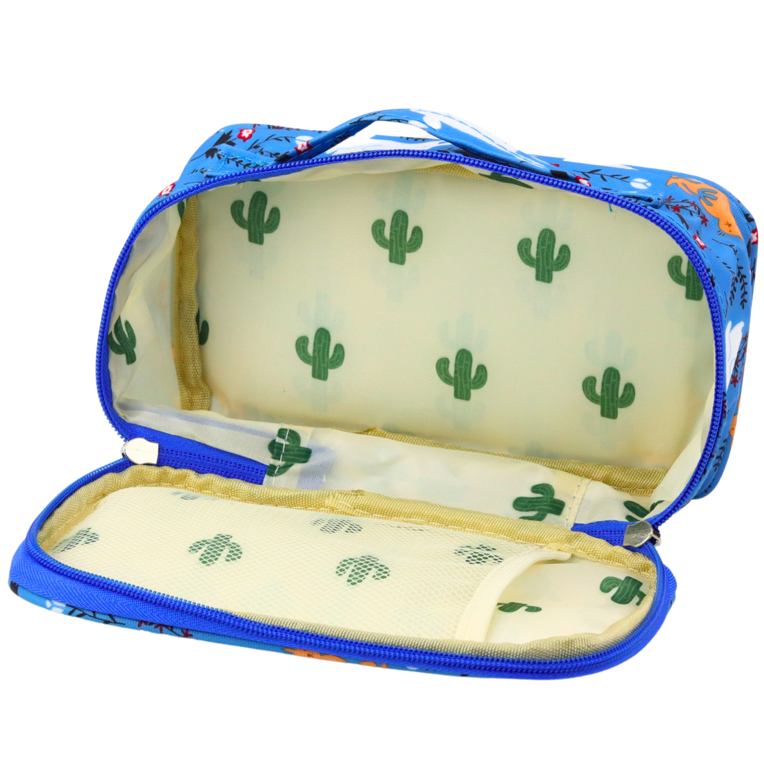 School Pencil Case Organizer Roomy Additional Pocket Blue 21.5cm