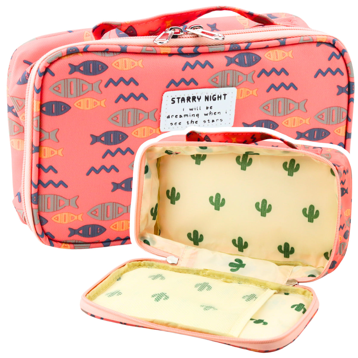 Tolltartó Iskola Szervező Kozmetikai Táska Kiegészítő Pocket Fish Pink 22,5cm