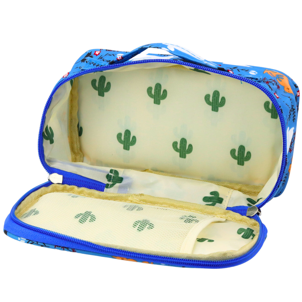 Pencil Case School Organizer Cosmetic Bag Additional Pocket Blue 22.5cm