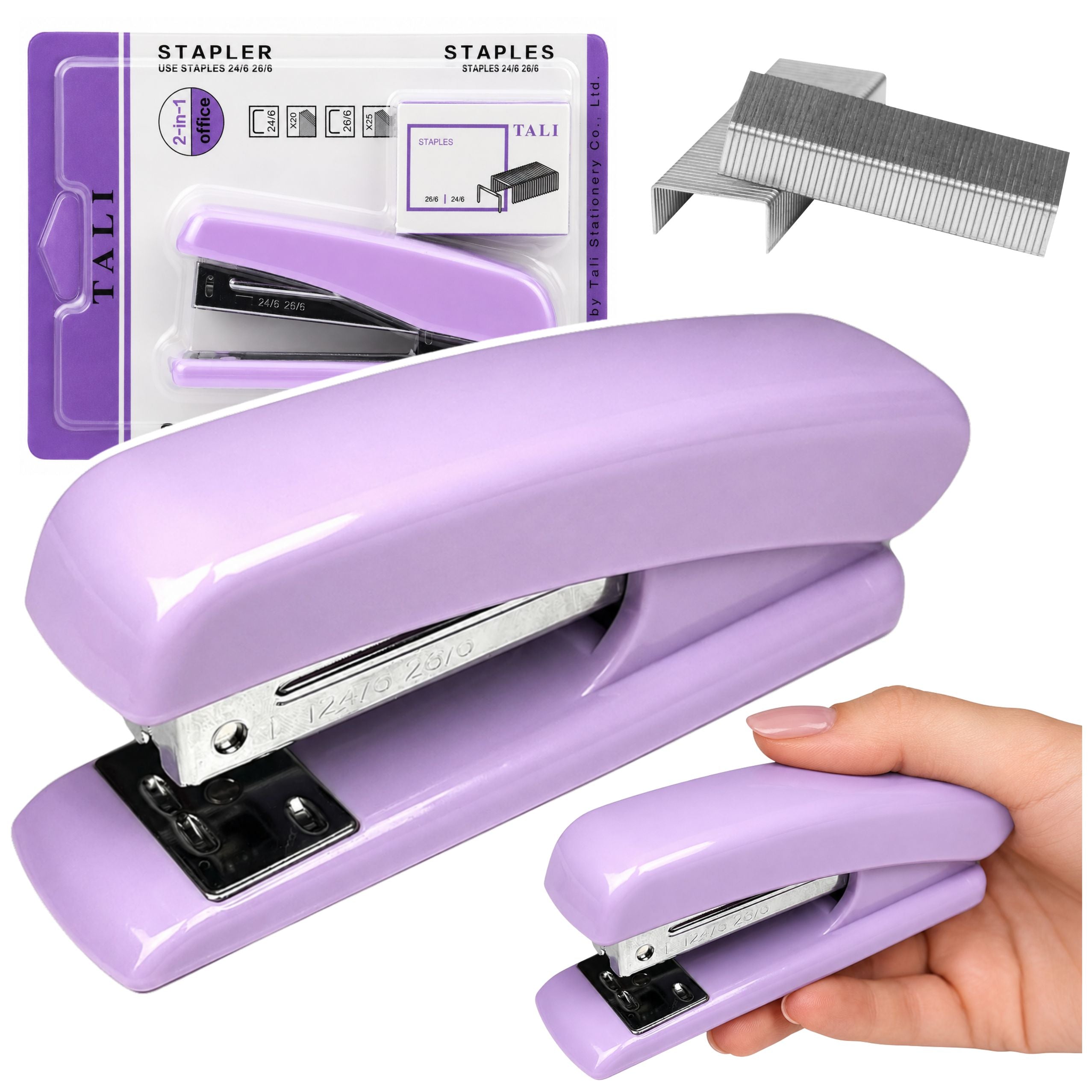 Metal Office Stapler Up To 25 Sheets 24/6 26/6 Staples Purple