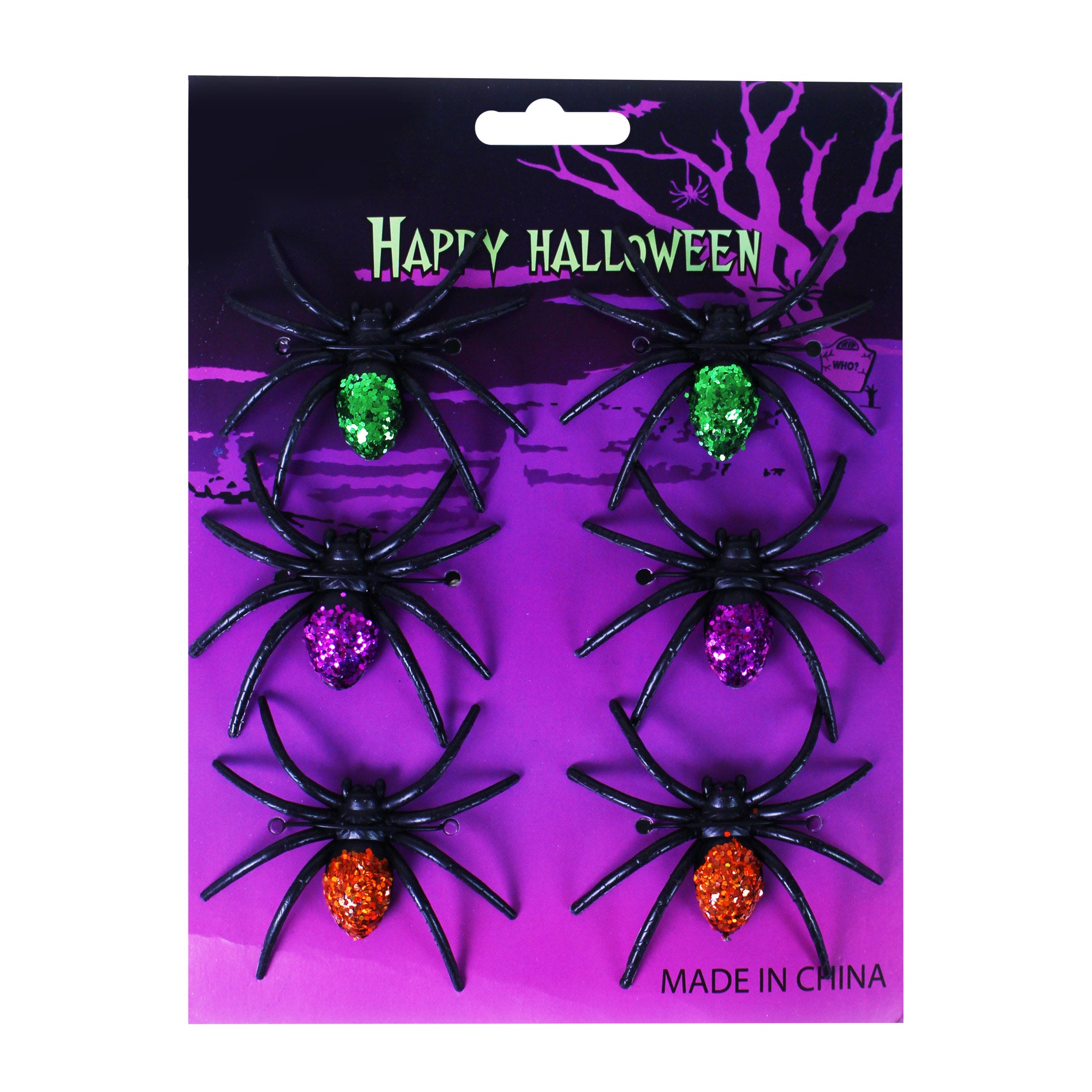 Decoration Spiders With Glitter 3 Colors