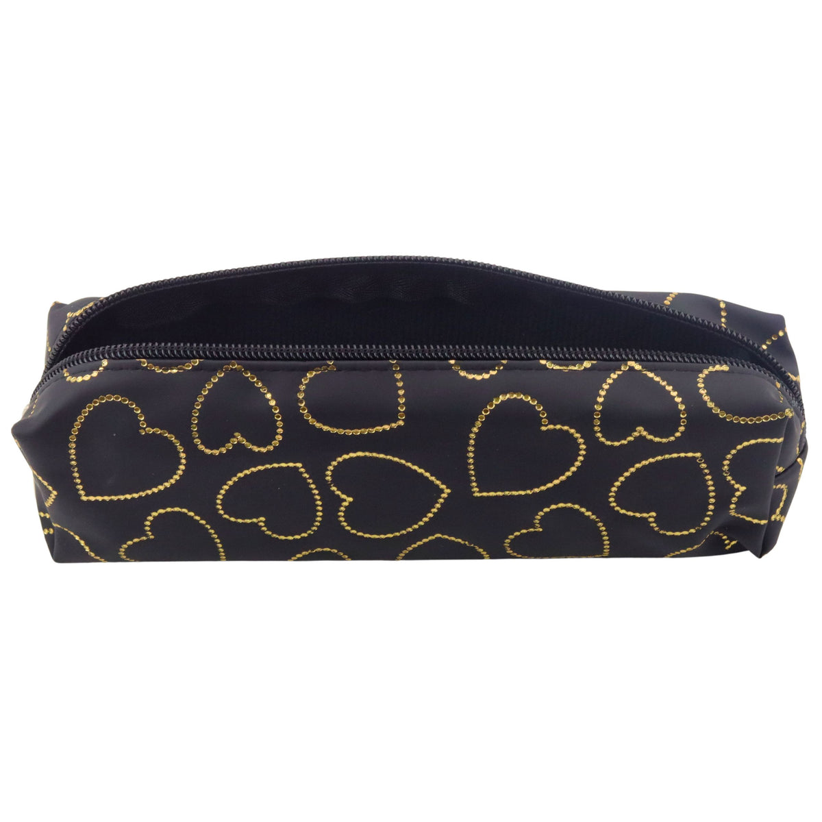 Cás Peann luaidhe Oifig Scoile aon-urrann Golden Hearts Black 20x6.5 Cm