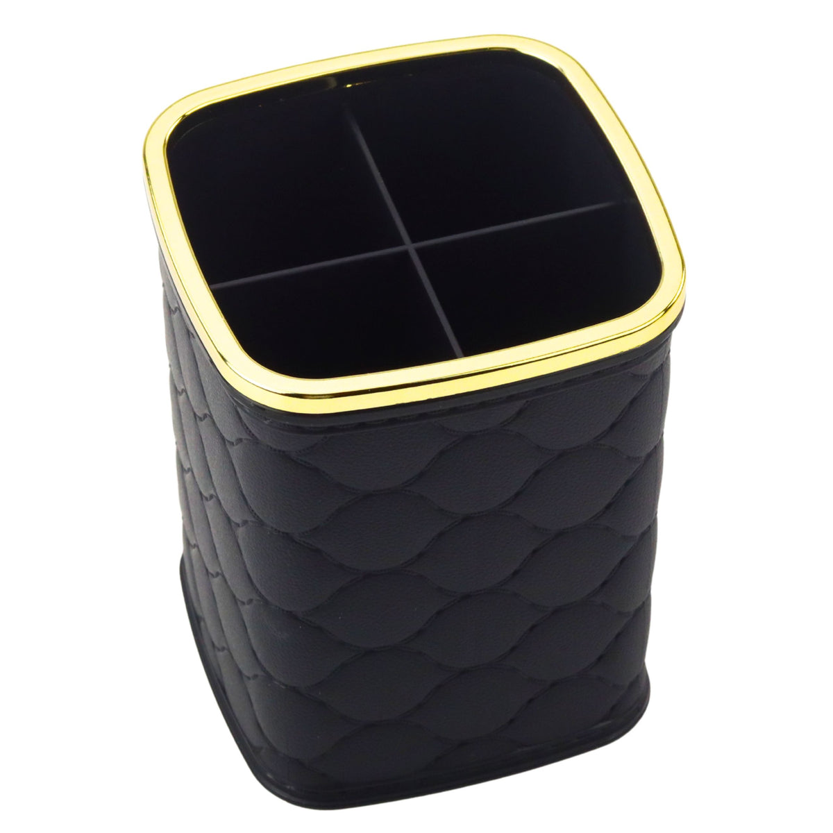 Organizador De Pinceles Cuatro Compartimentos Negro 12 X 9,5 Cm