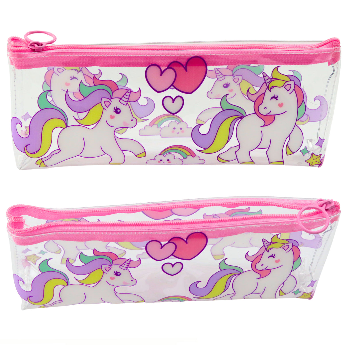 School Pencil Case For Girls Transparent Clear Unicorns