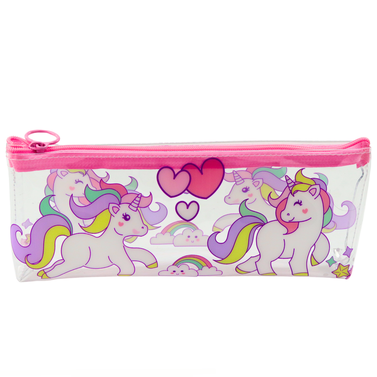 School Pencil Case For Girls Transparent Clear Unicorns