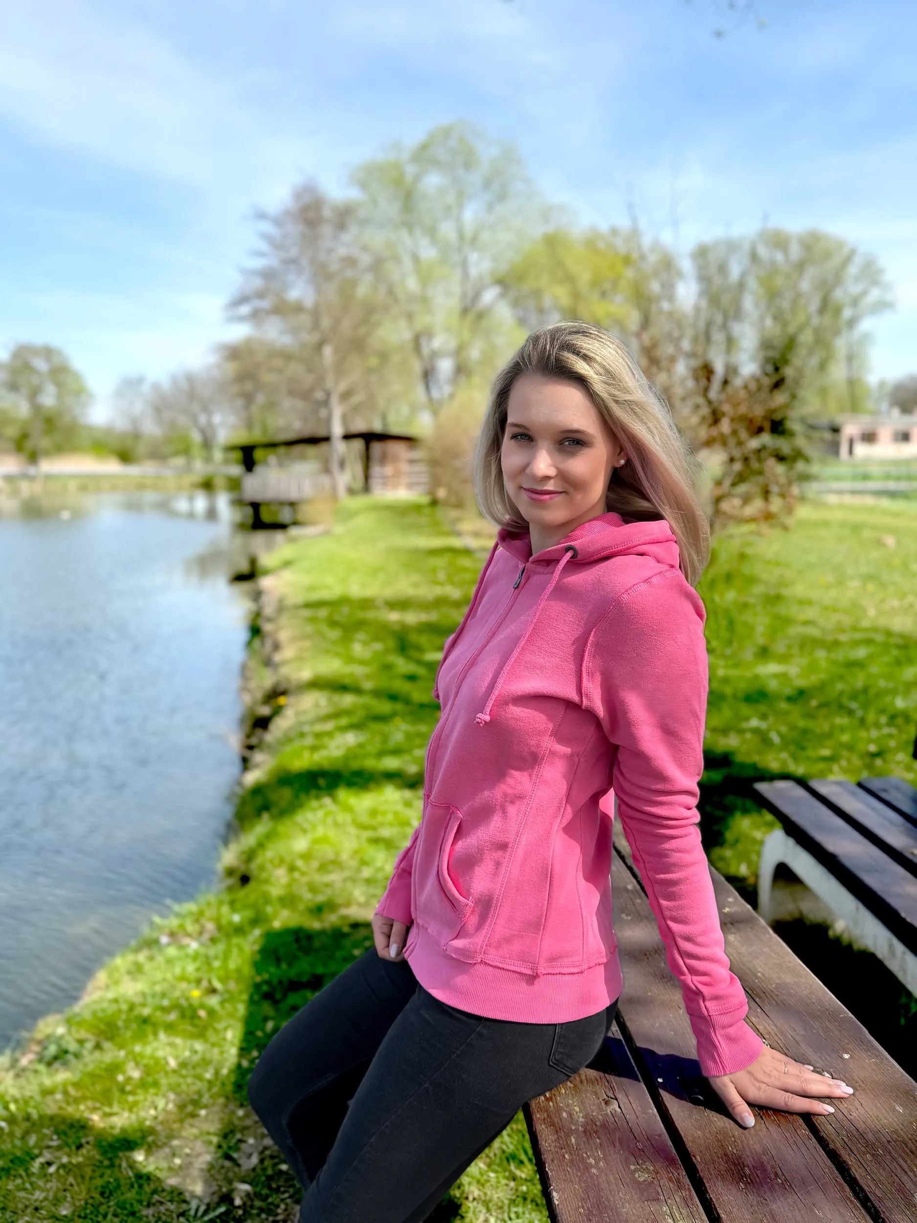 Women's Sweatshirt James & Nicholson Vintage Hoody Pink