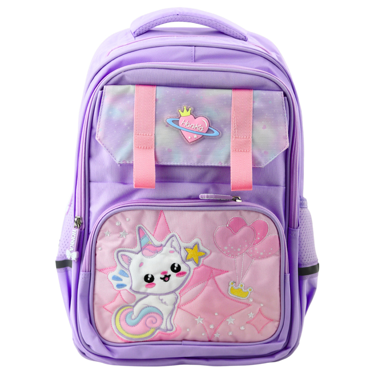 Mochila Escolar Com Alça Peitoral Gato Branco Roxa 20l