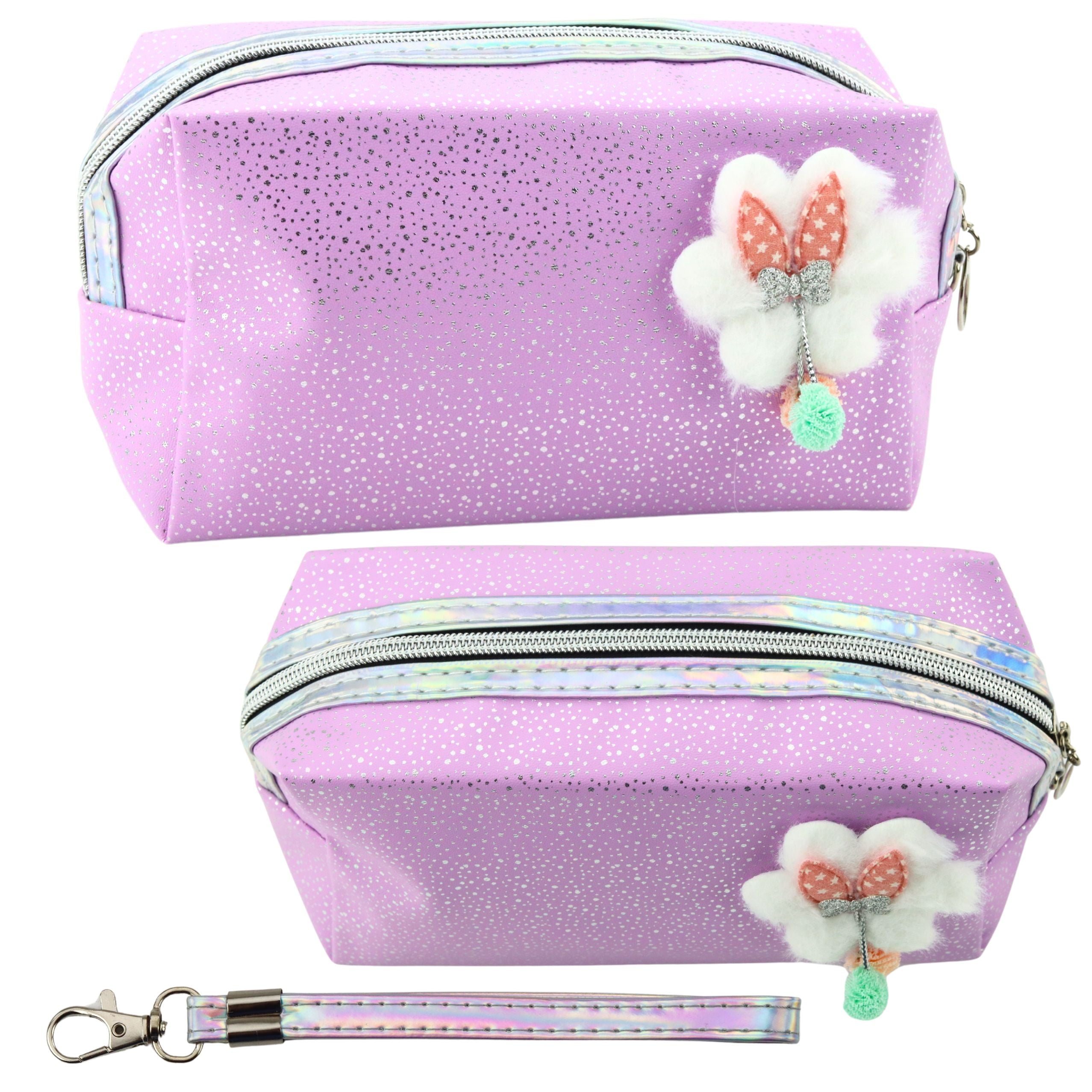 Estojo para lápis Bolsa cosmética com partículas cintilantes roxas