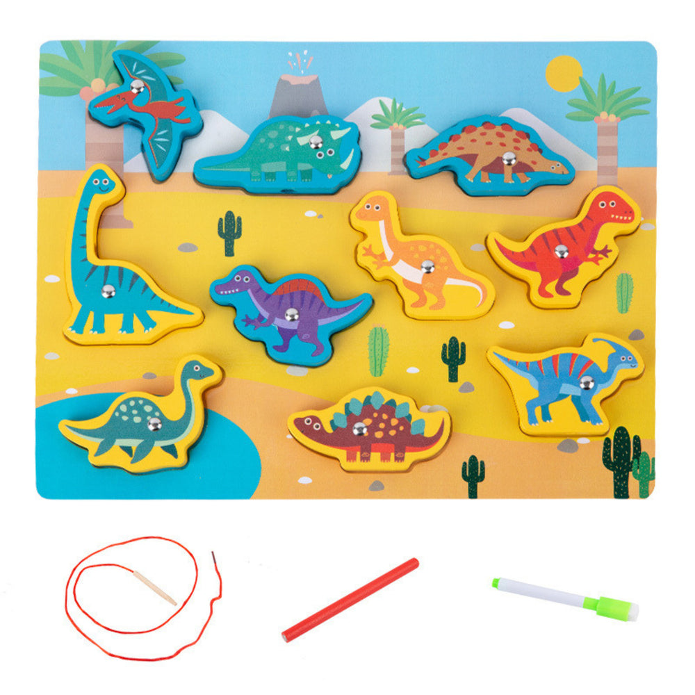 Maighnéid Puzal Adhmaid Teaghrán Interlacing Dinosaurs