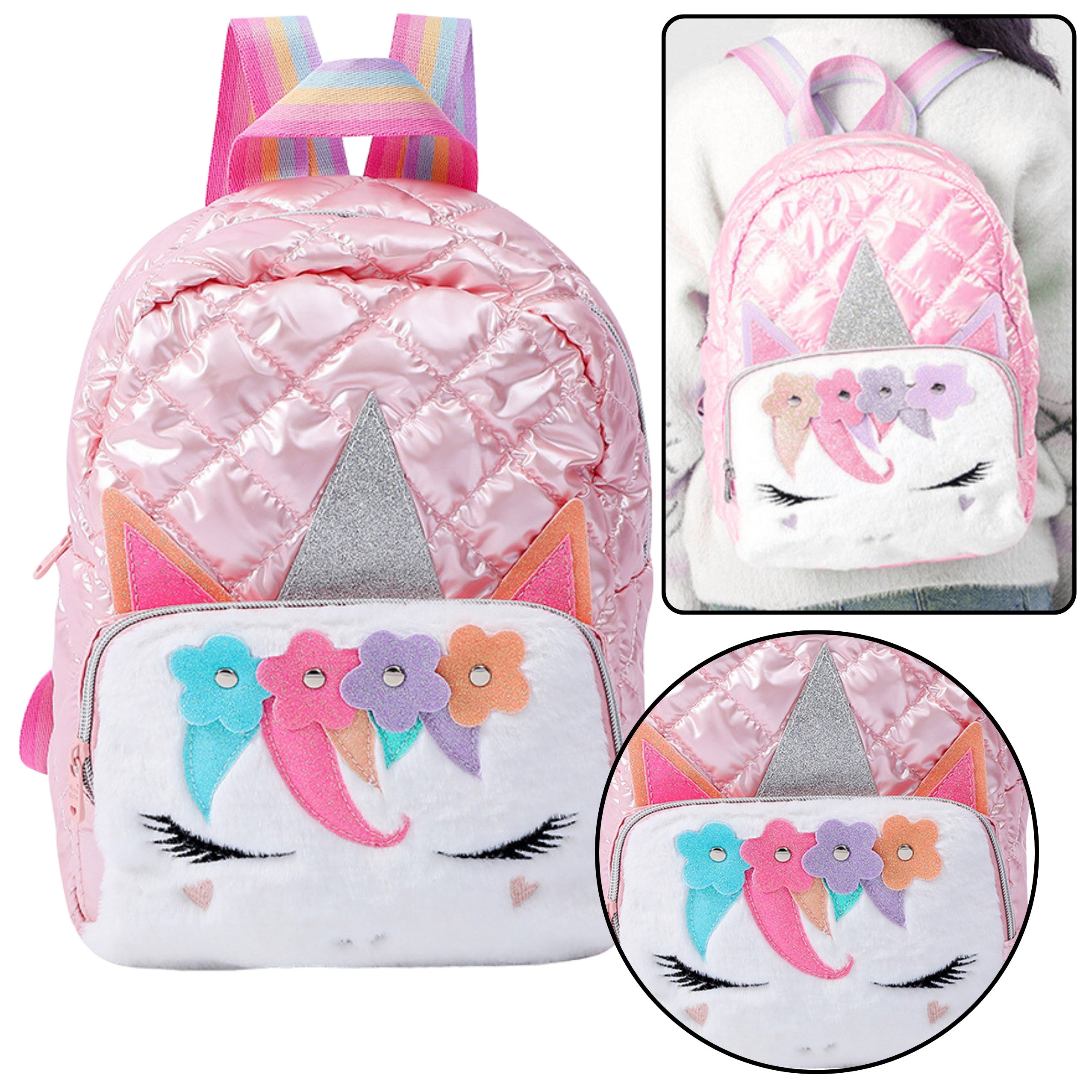 Mála droma Scoile cuilteáilte do Pháistí Unicorn Buí 32cm