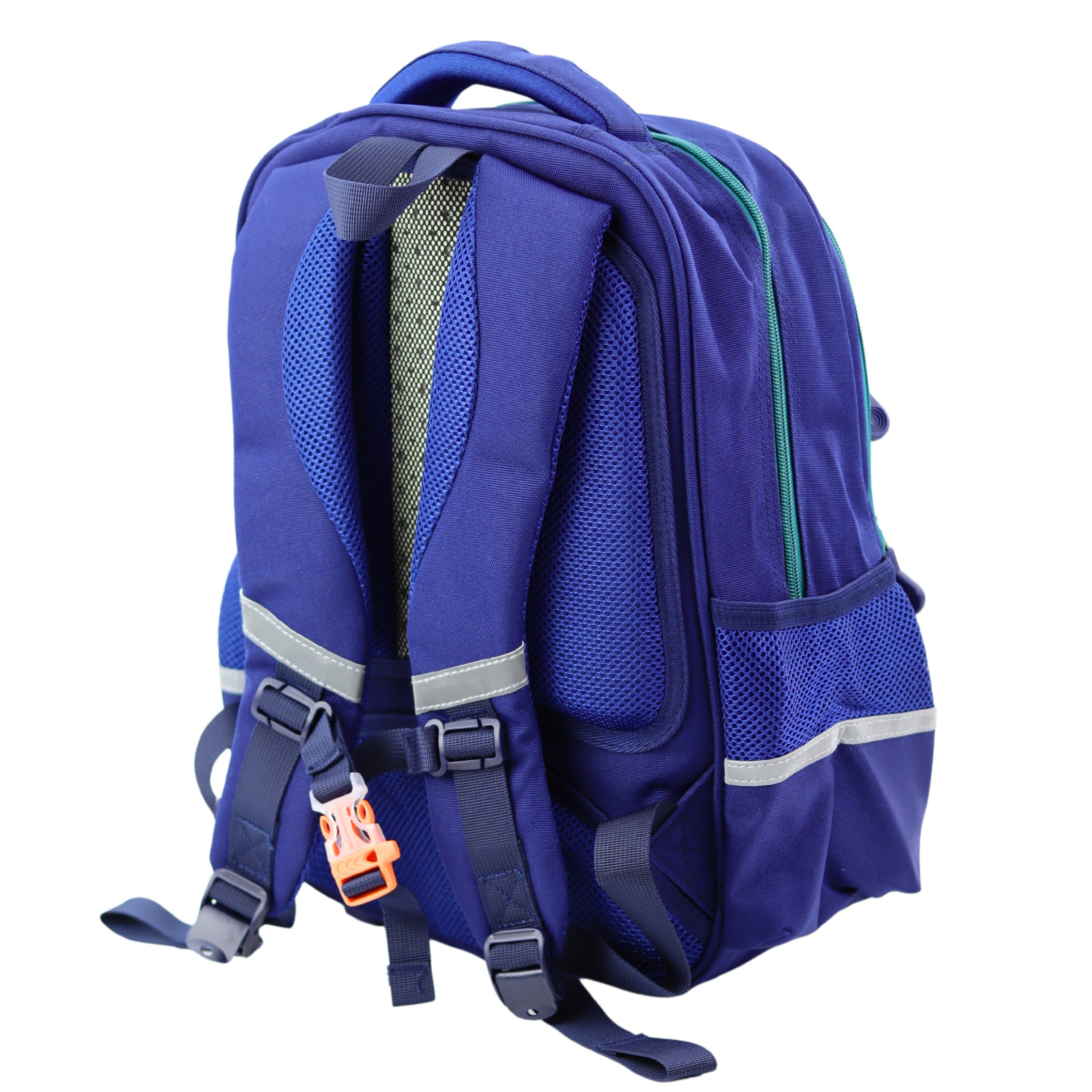 Children's School Backpack Chest Strap Navy Blue Green 20l 38cm