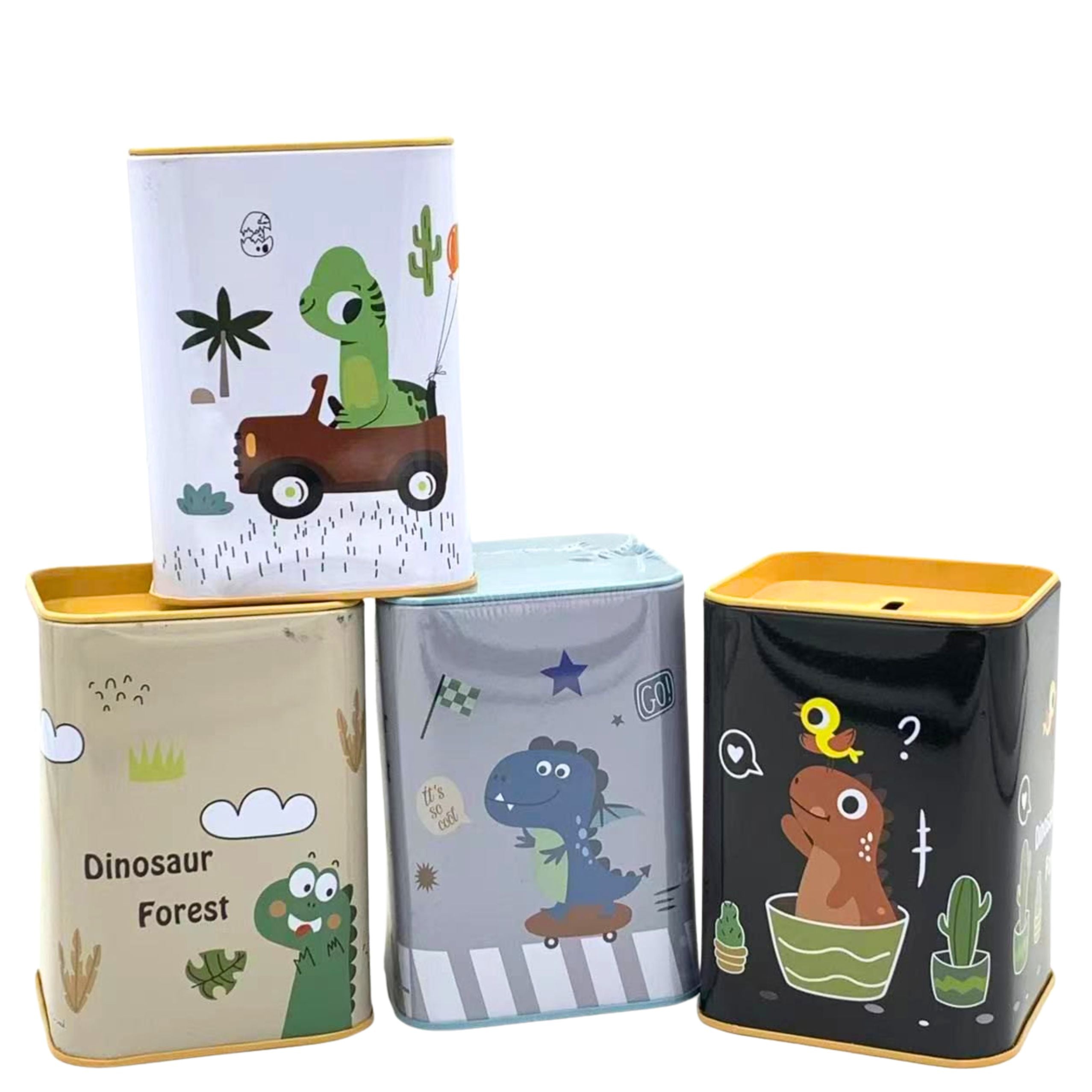 Piggy Bank Dinosaur In The Car Learning To Save Metal 11x8cm