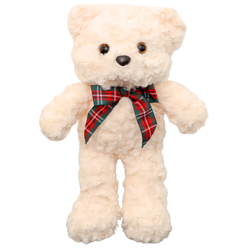 Plush Mascot Cuddly Toy Teddy Bear With Bow White 30cm