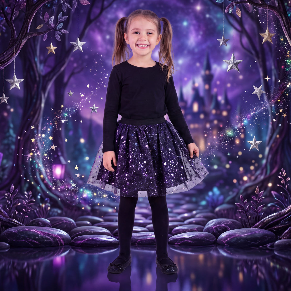 Children Costume Black Tutu Skirt With Stars