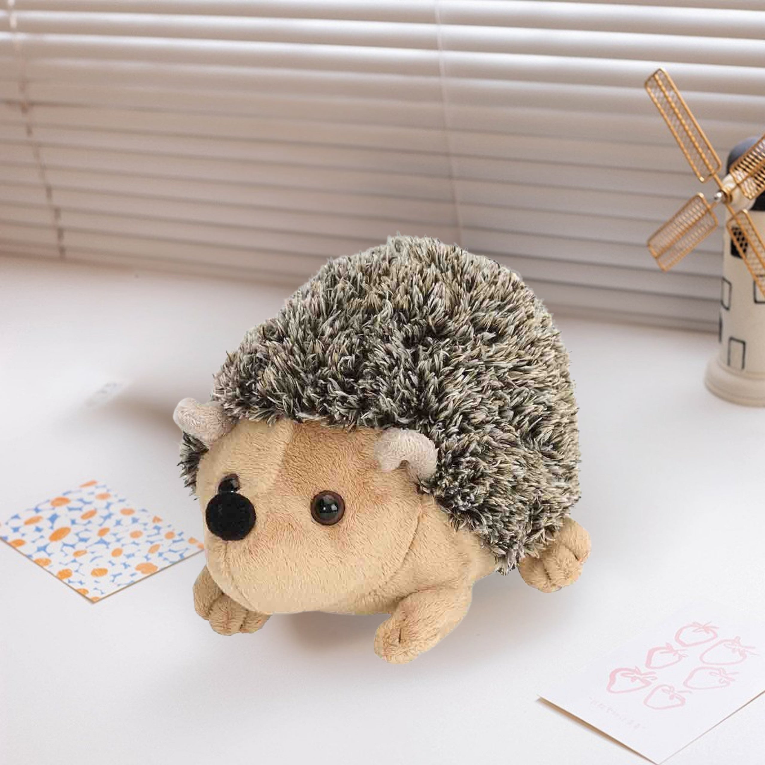 Plush Hedgehog Mascot Cuddly Toy Brown 17.5cm