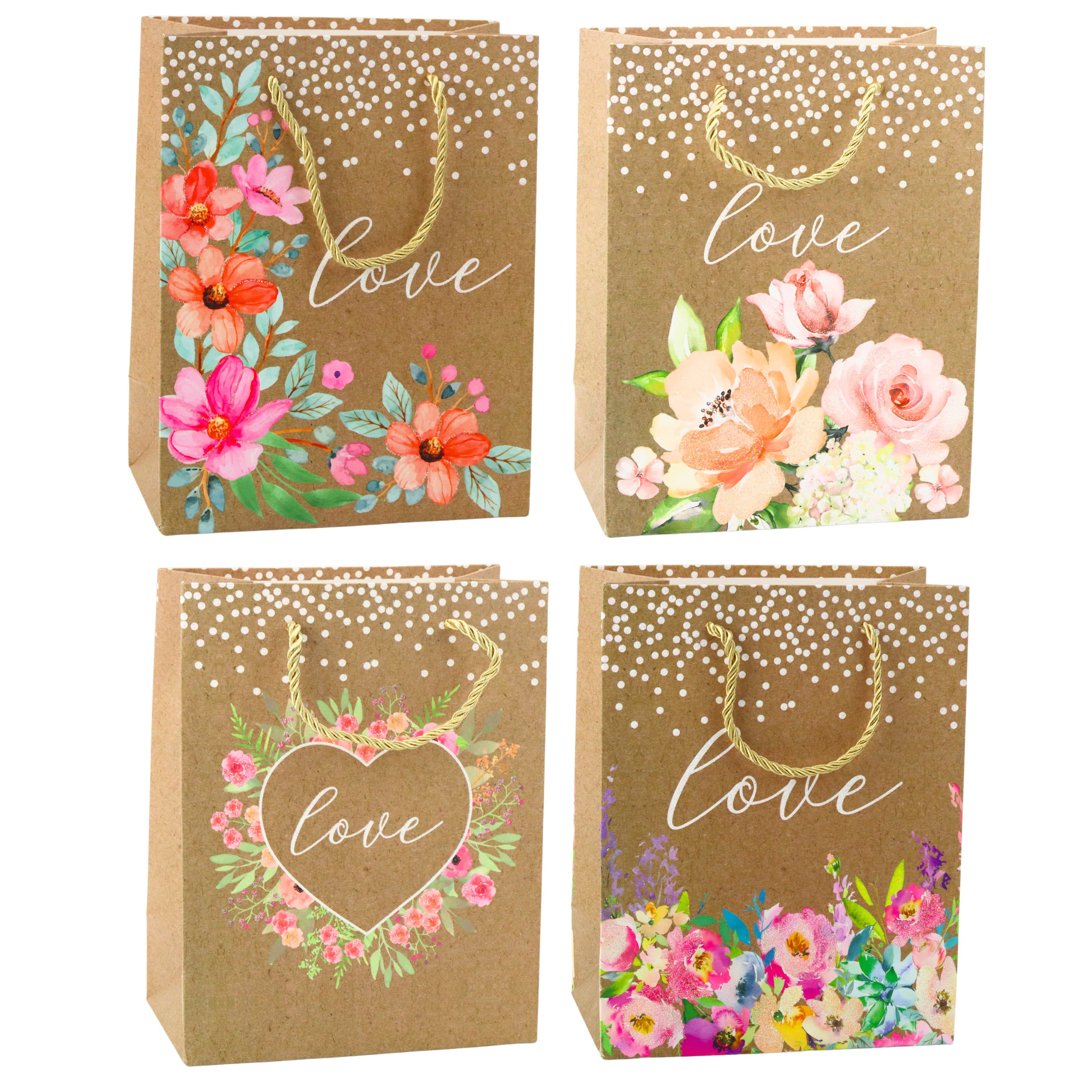 Gift Bag Love Inscription Flowers 23 X 18 X 10.5 Cm
