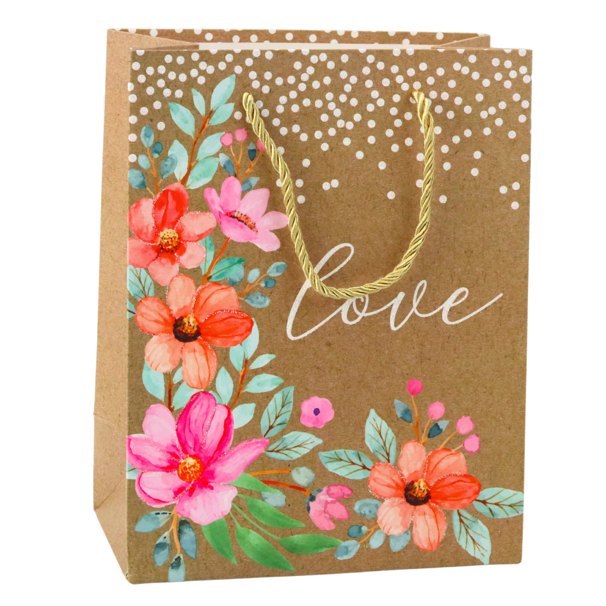 Gift Bag Love Inscription Flowers 23 X 18 X 10.5 Cm
