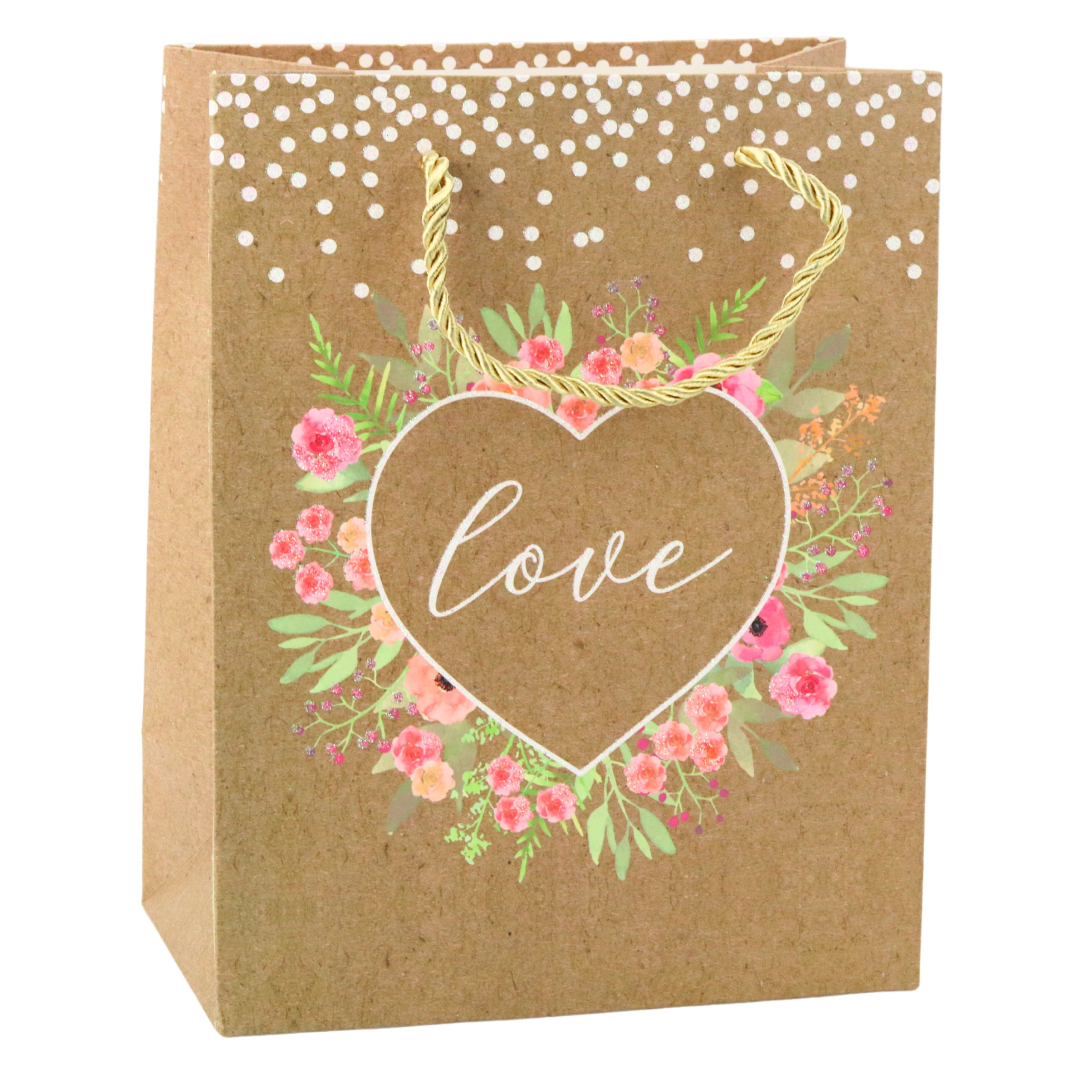 Gift Bag Love Inscription Flowers 23 X 18 X 10.5 Cm