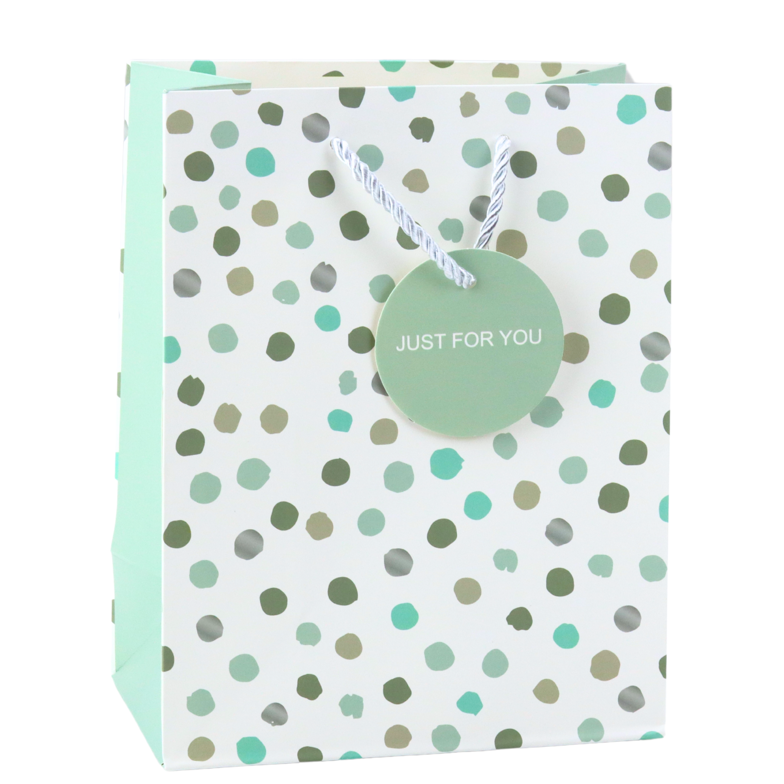 Gift Bag With Dots Inscription Just For You 23 X 18 X 10.5 Cm