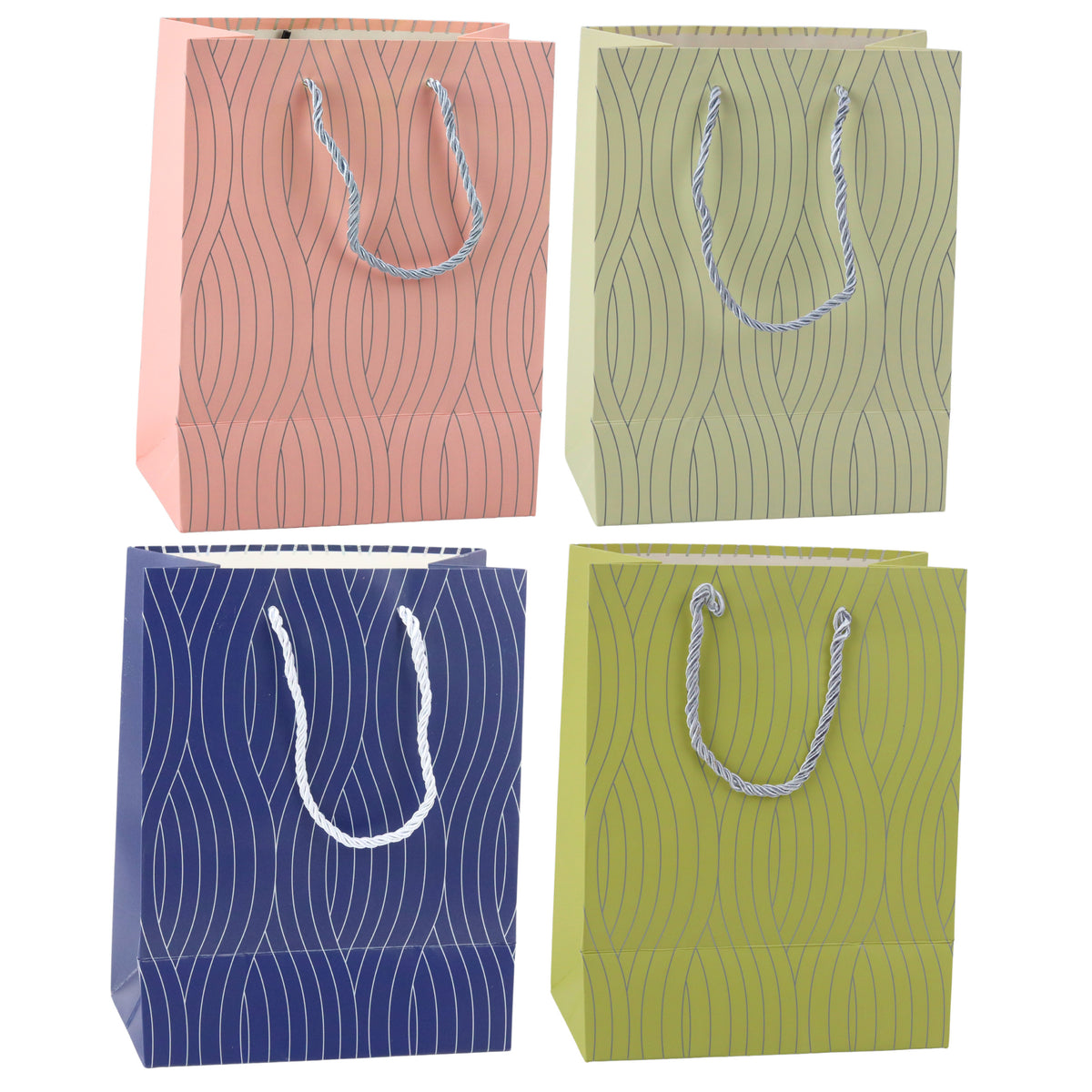 Paper Gift Bag Silver Wavy Lines 23 X 18 X 10.5 Cm