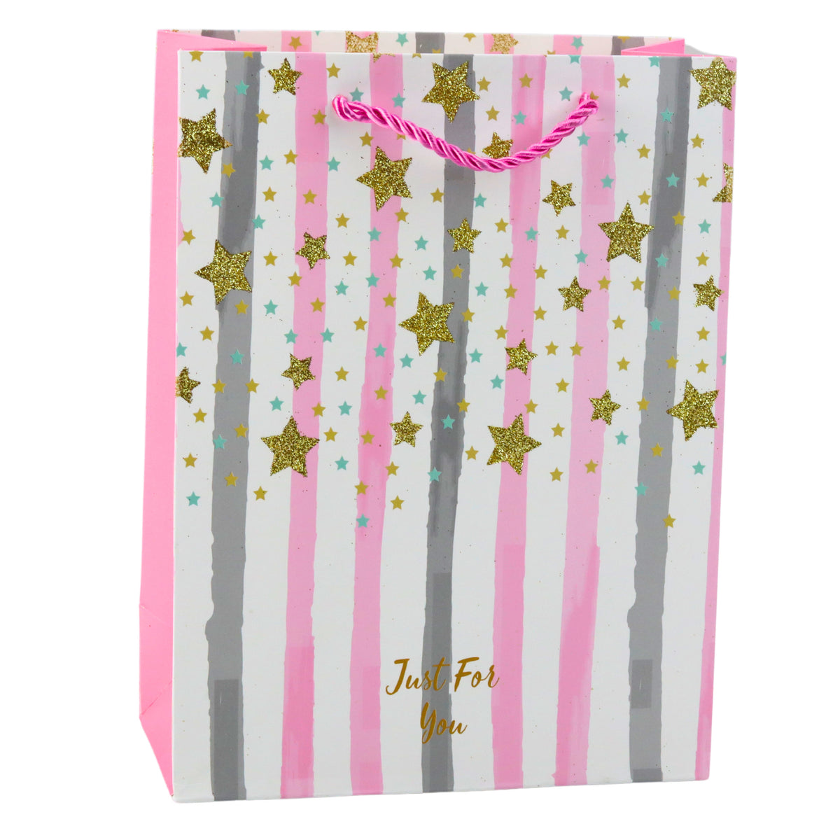 Paper Gift Bag Blue Pink Glitter 23 X 18 X 10.5 Cm