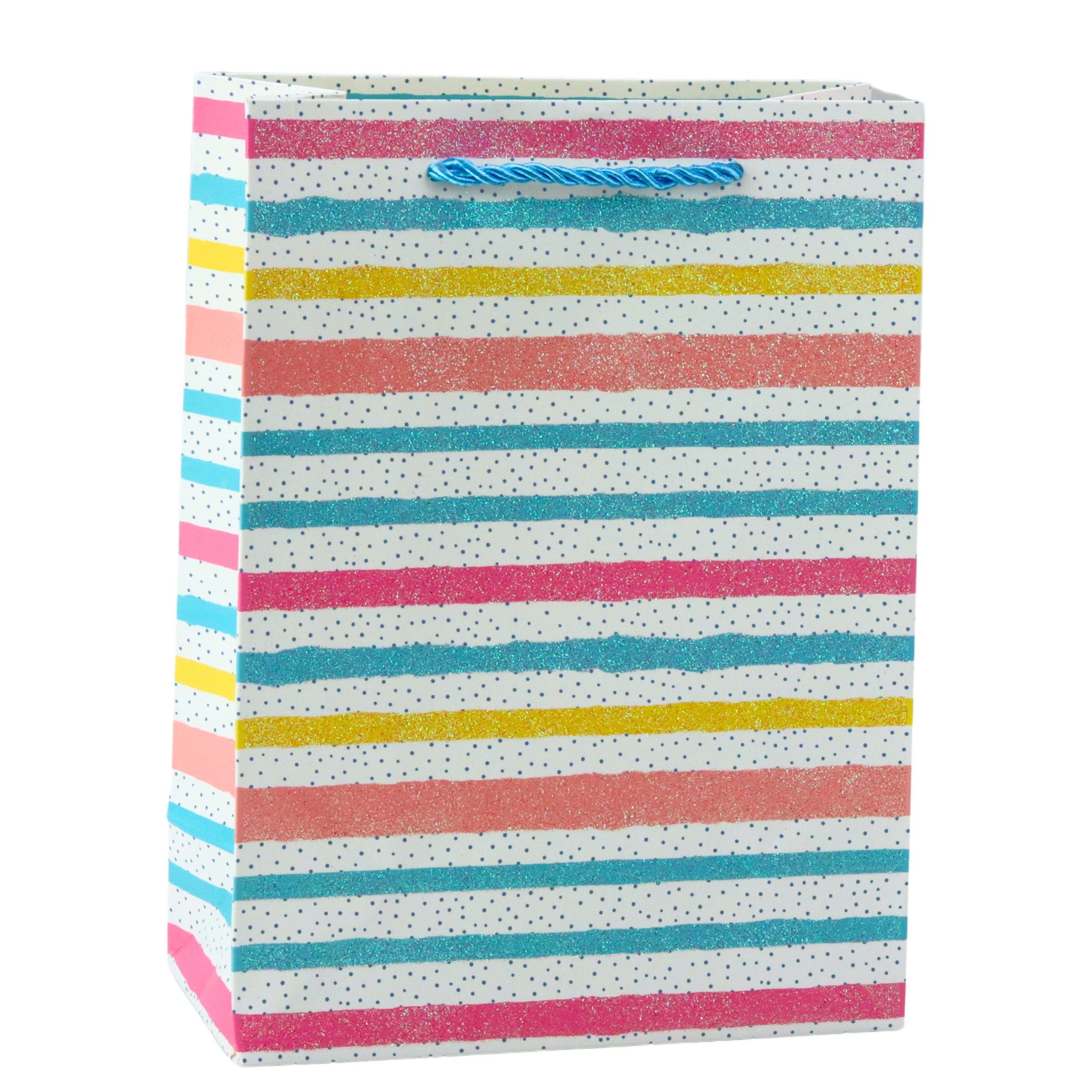 Gift Bag Hearts Stars Dots Stripes Colored 23 X 18 X 10.5 Cm