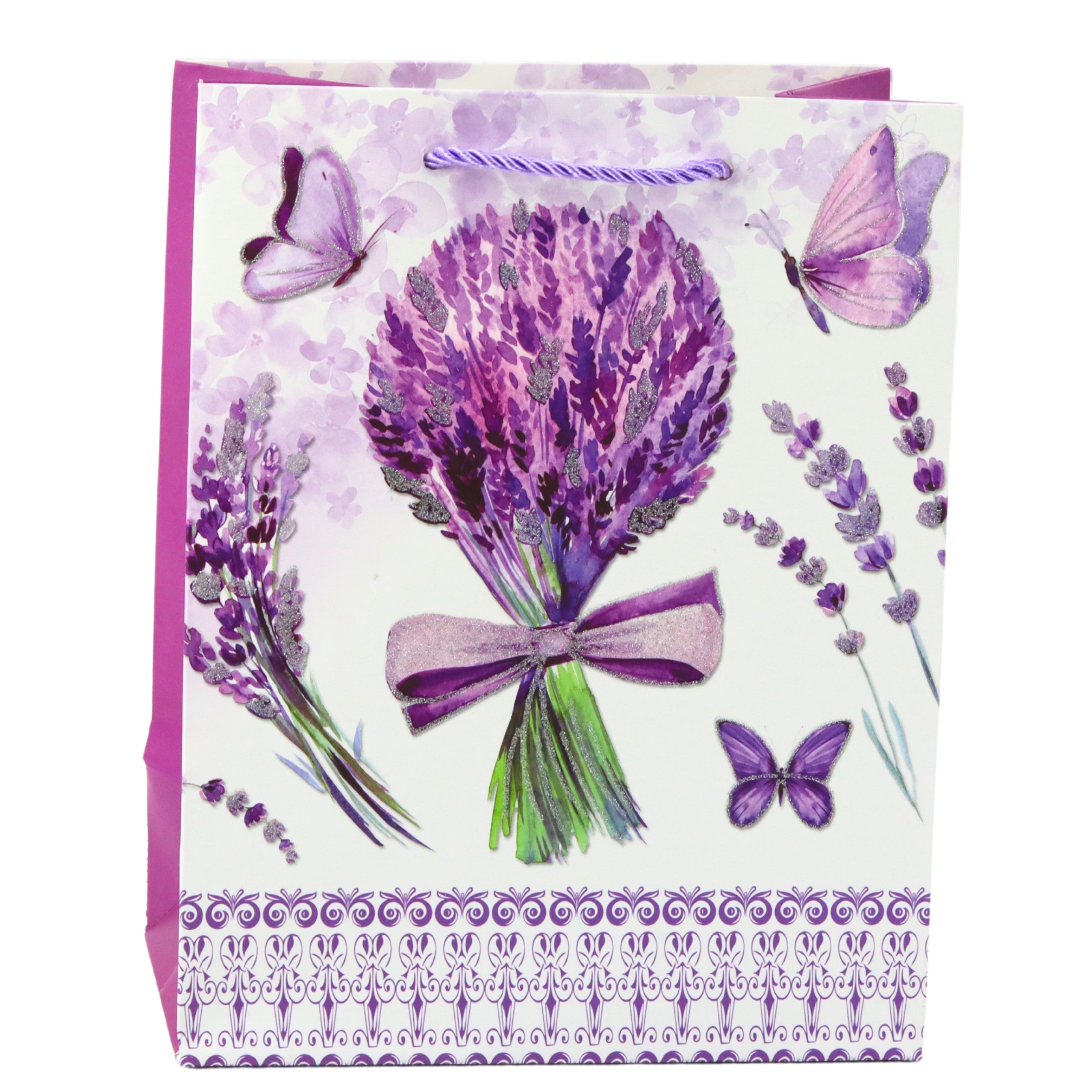 Lavender Paper Gift Bag Glitter Elements 23 X 18 X 10.5 Cm