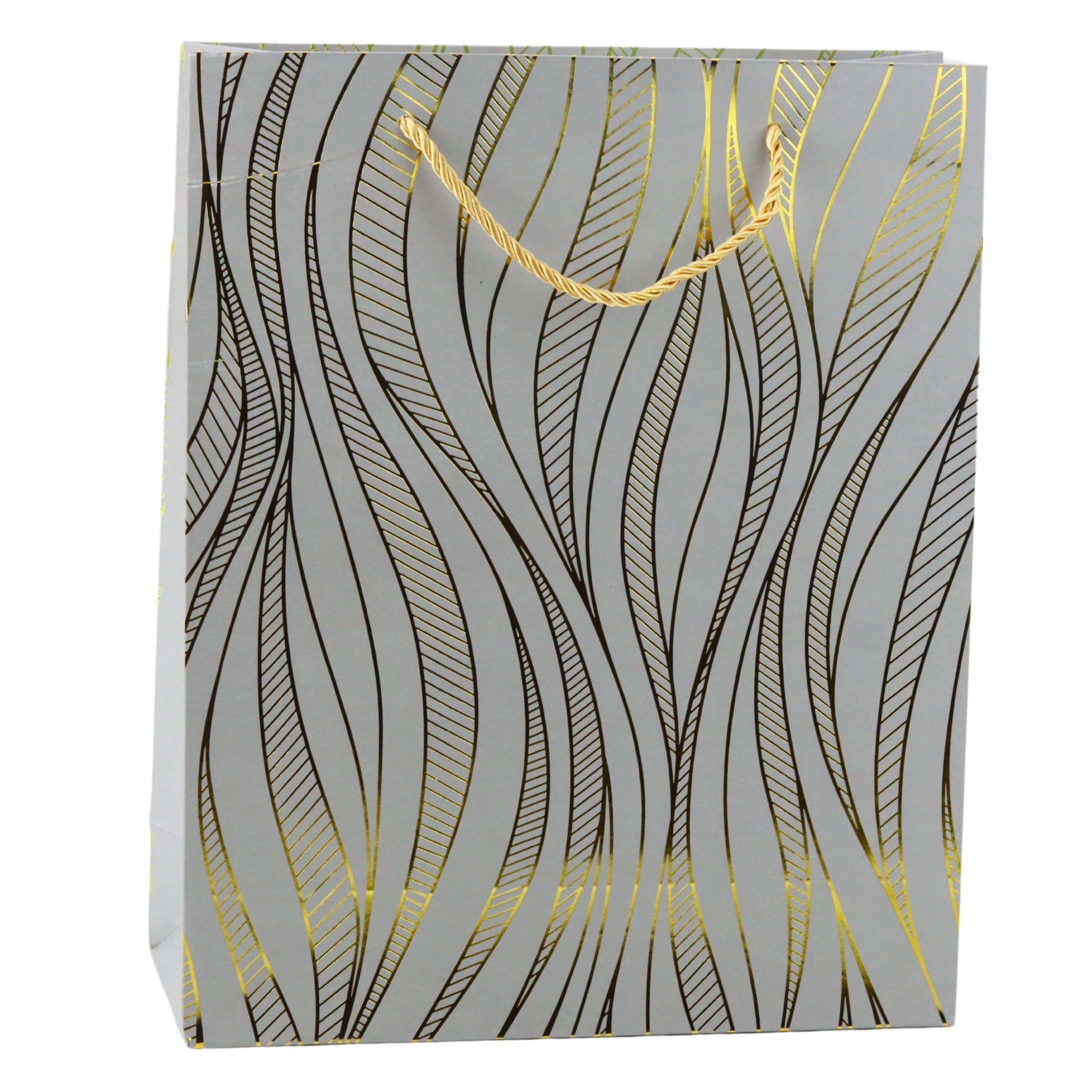 Paper Gift Bag Wavy Lines Gold 32 X 26 X 12 Cm