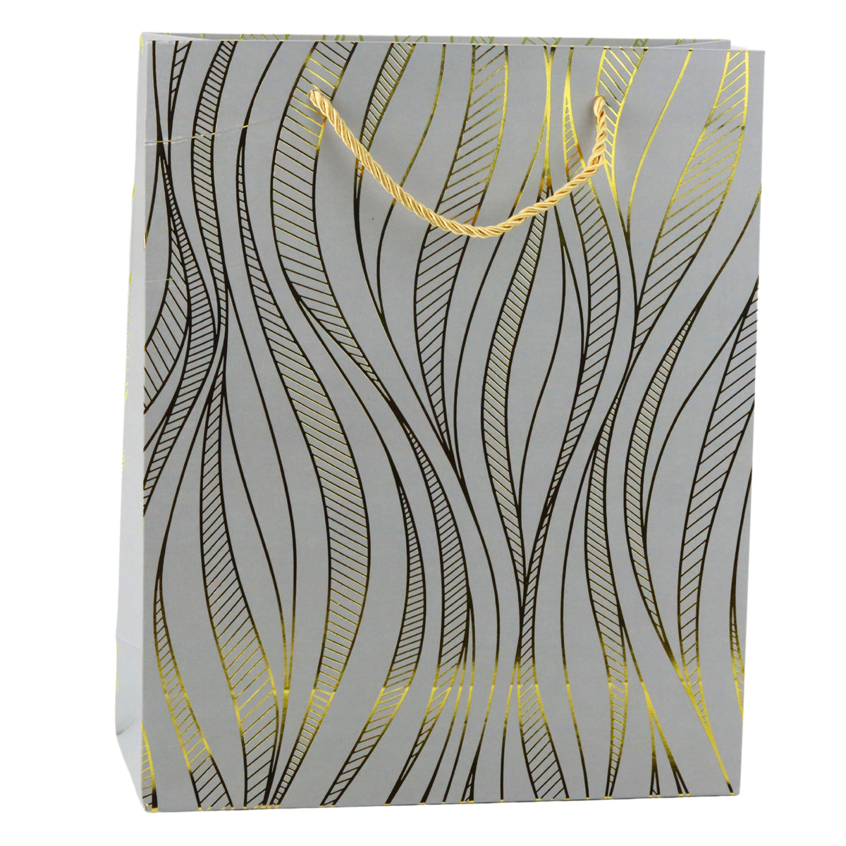 Paper Gift Bag Wavy Lines Gold 32 X 26 X 12 Cm
