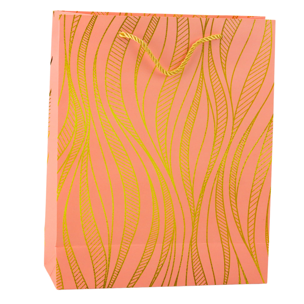 Paper Gift Bag Wavy Lines Gold 32 X 26 X 12 Cm