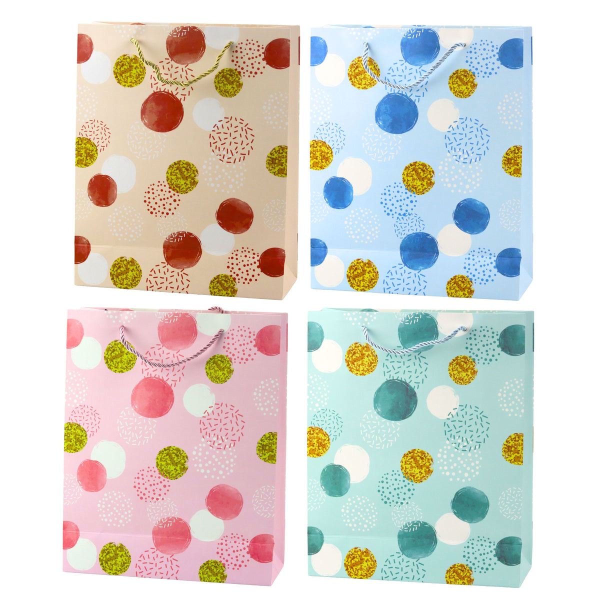 Gift Bag Dot Pattern Gold Pastel 32 × 26 × 10 Cm