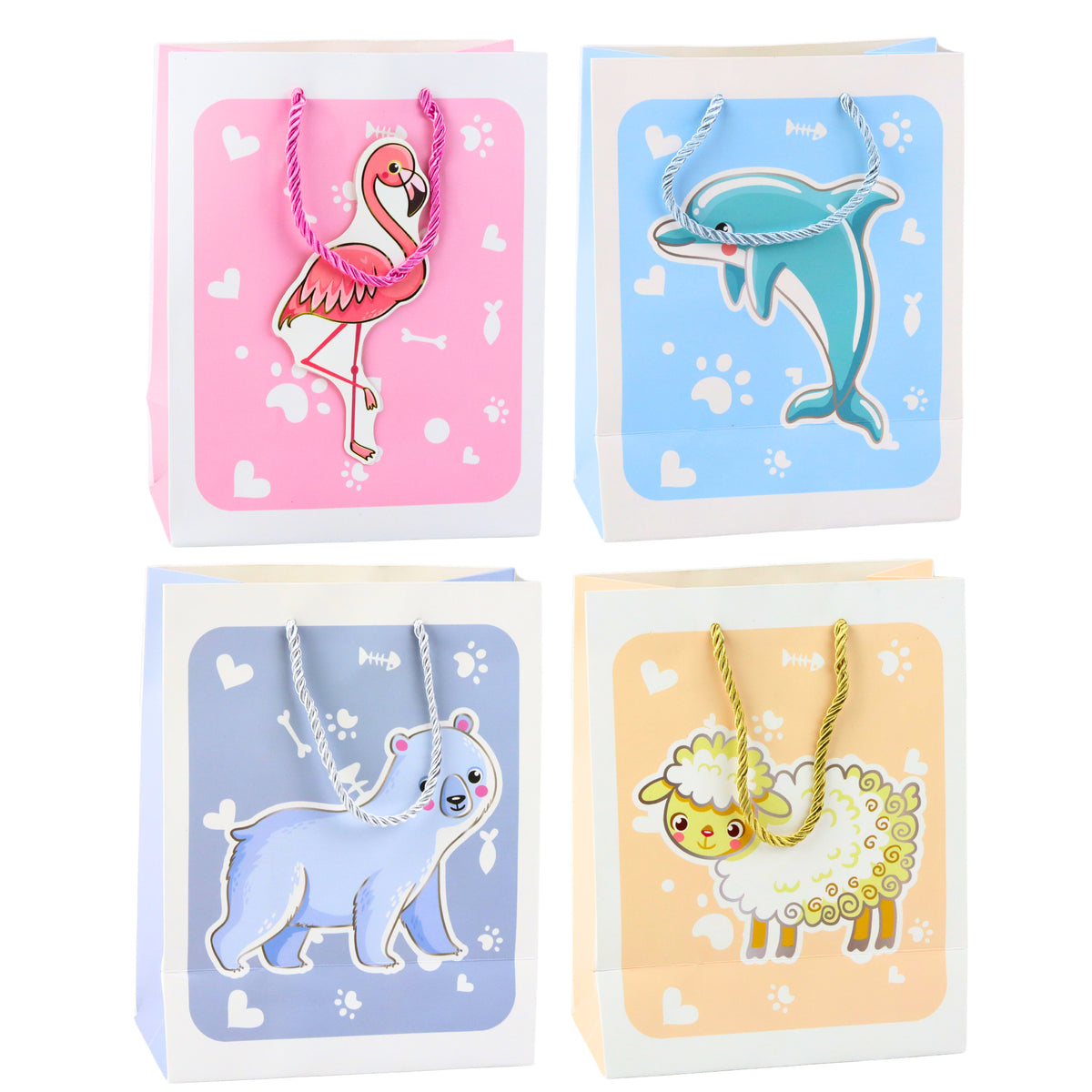 Gift Bag 3d Animals Pastel 23x 18 X 10cm