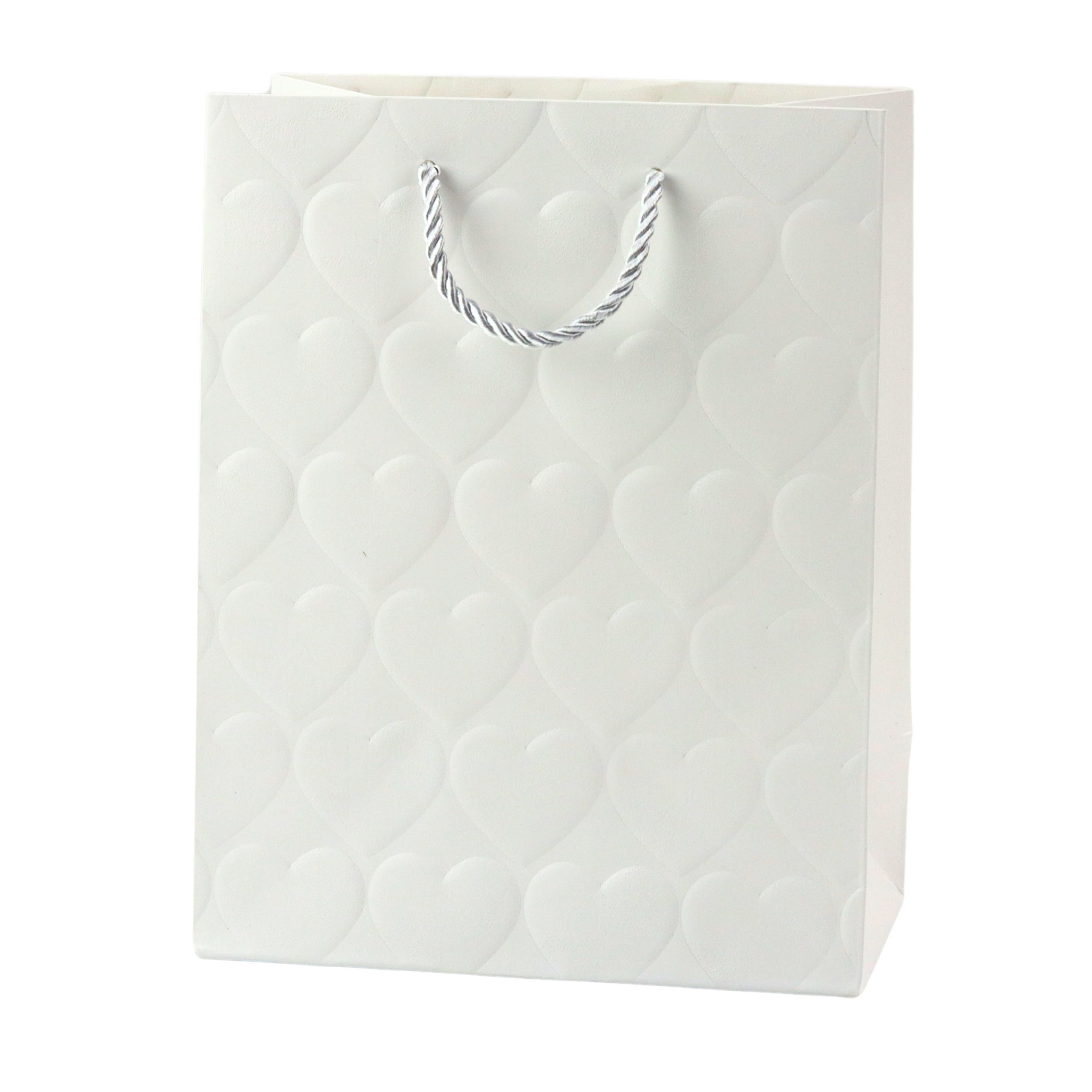 Elegant Gift Bag Embossed Hearts 23 X 18 X 10.5 Cm