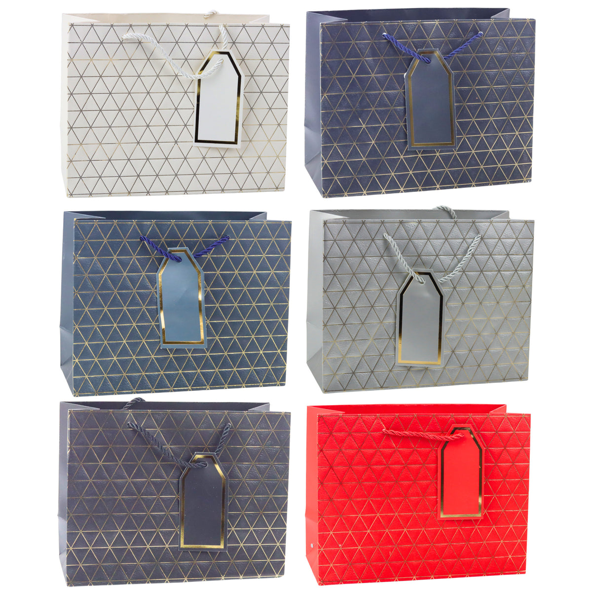 Geometric Gift Bag Gold Lines 23 X 18 X 10cm