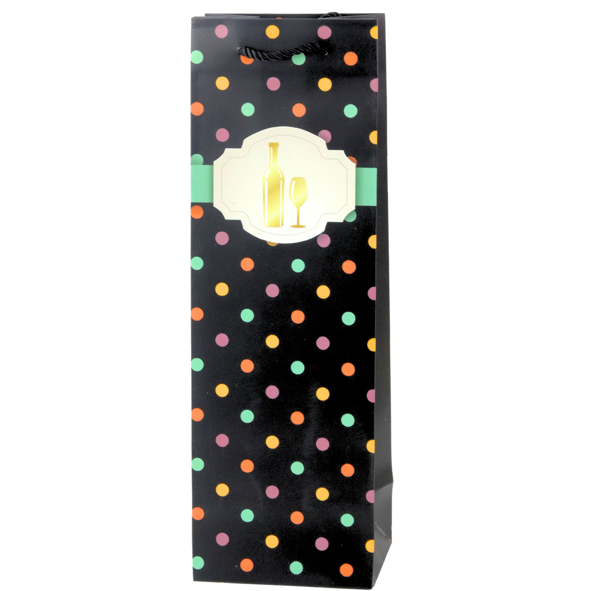 Wine Bottle Gift Bag With Polka Dots 35 X 12 X 9 Cm