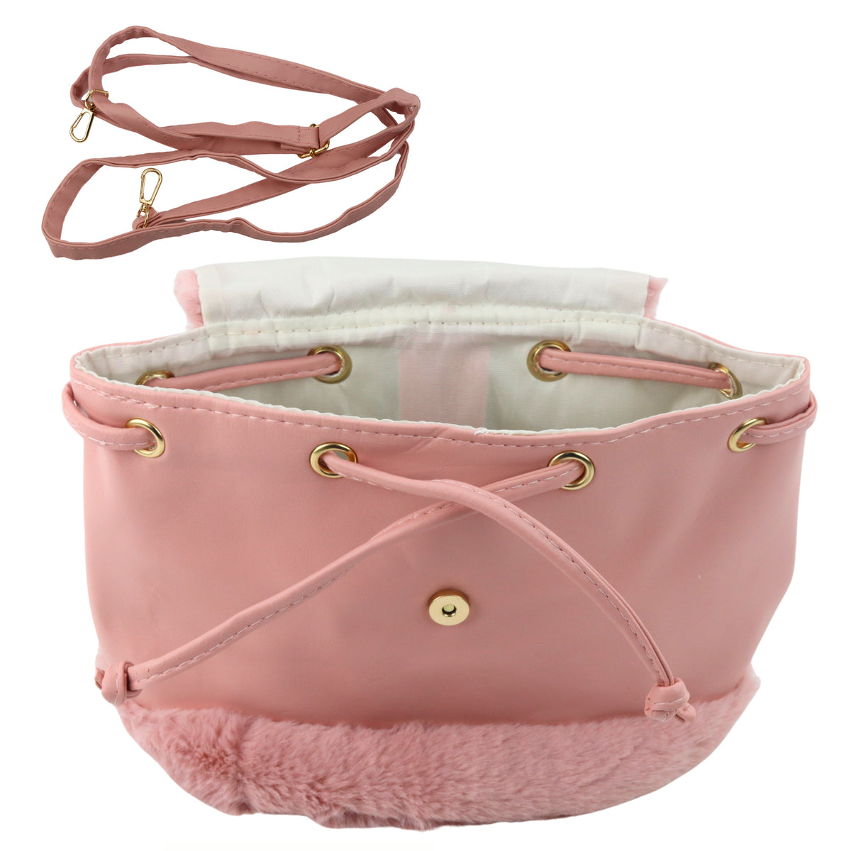 Children's Backpack Plush Ears Adjustable Strap Pink 22cm 4l