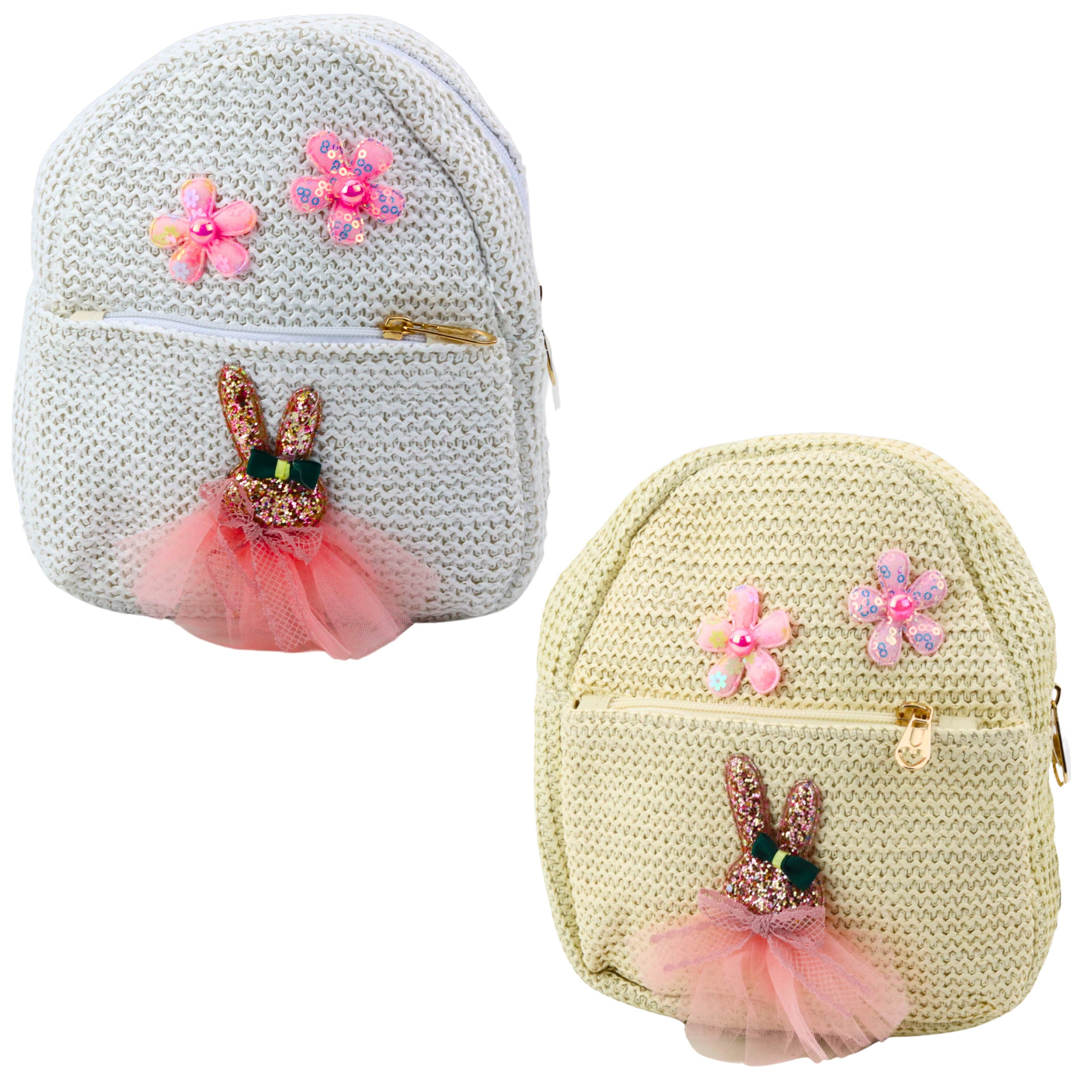 Mochila Infantil Coelho Bordado Em Vestido Flores 2,5l 20cm