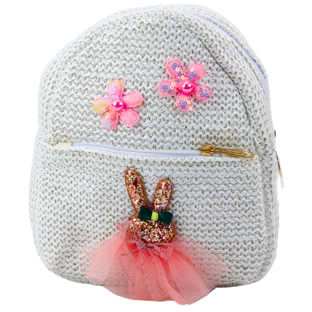 Mochila Infantil Coelho Bordado Em Vestido Flores 2,5l 20cm